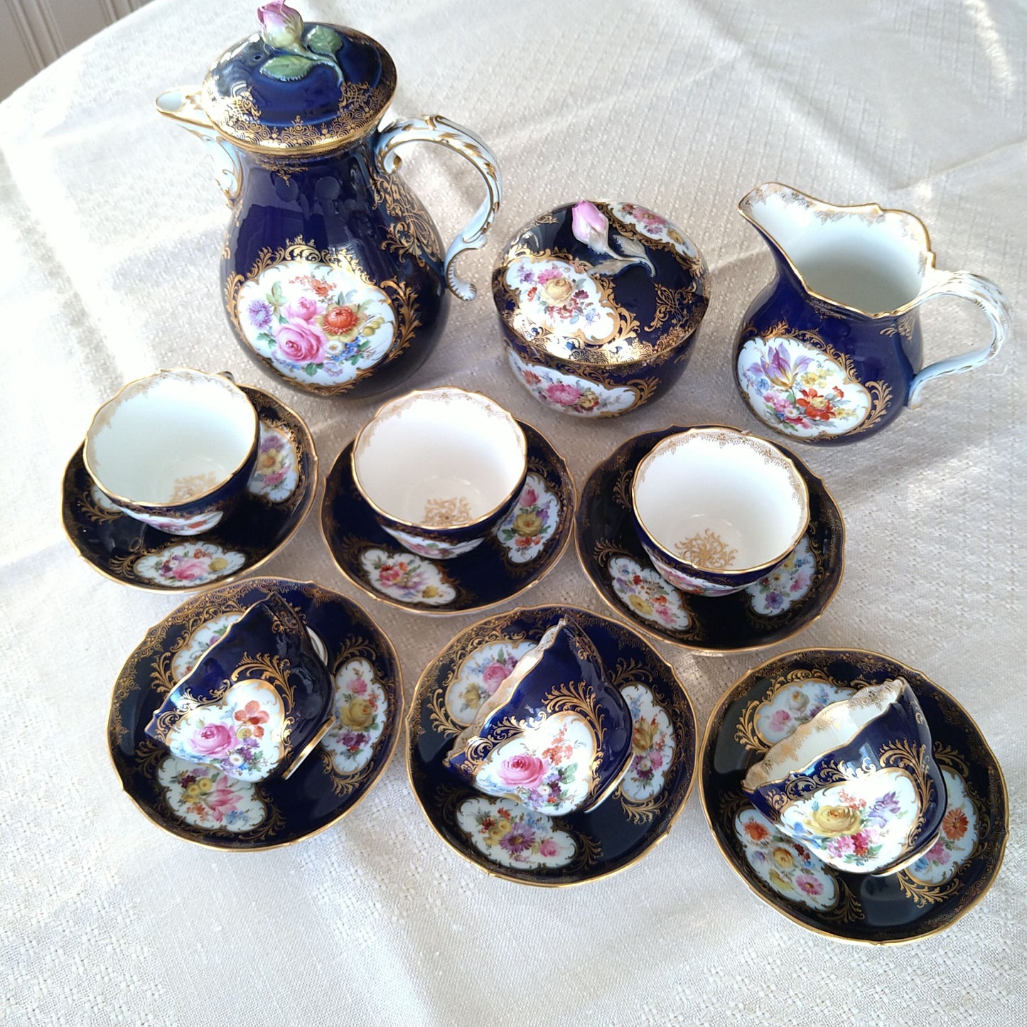 Meissen コバルトドイツフラワー6人用コーヒーサービス/Cobalt Coffee set for six person