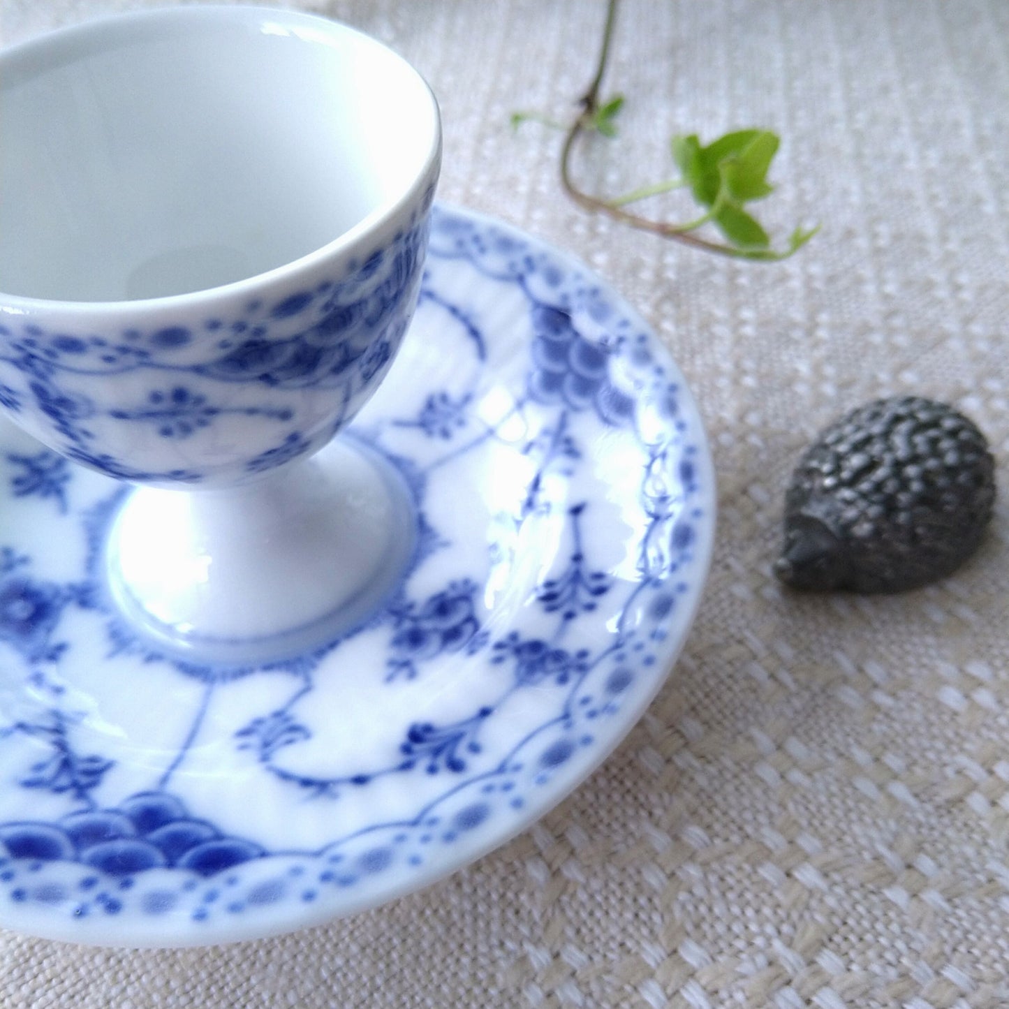 2nd Quality: 1924-1934 Royal Copenhagen Half Lace Egg Stand with plate