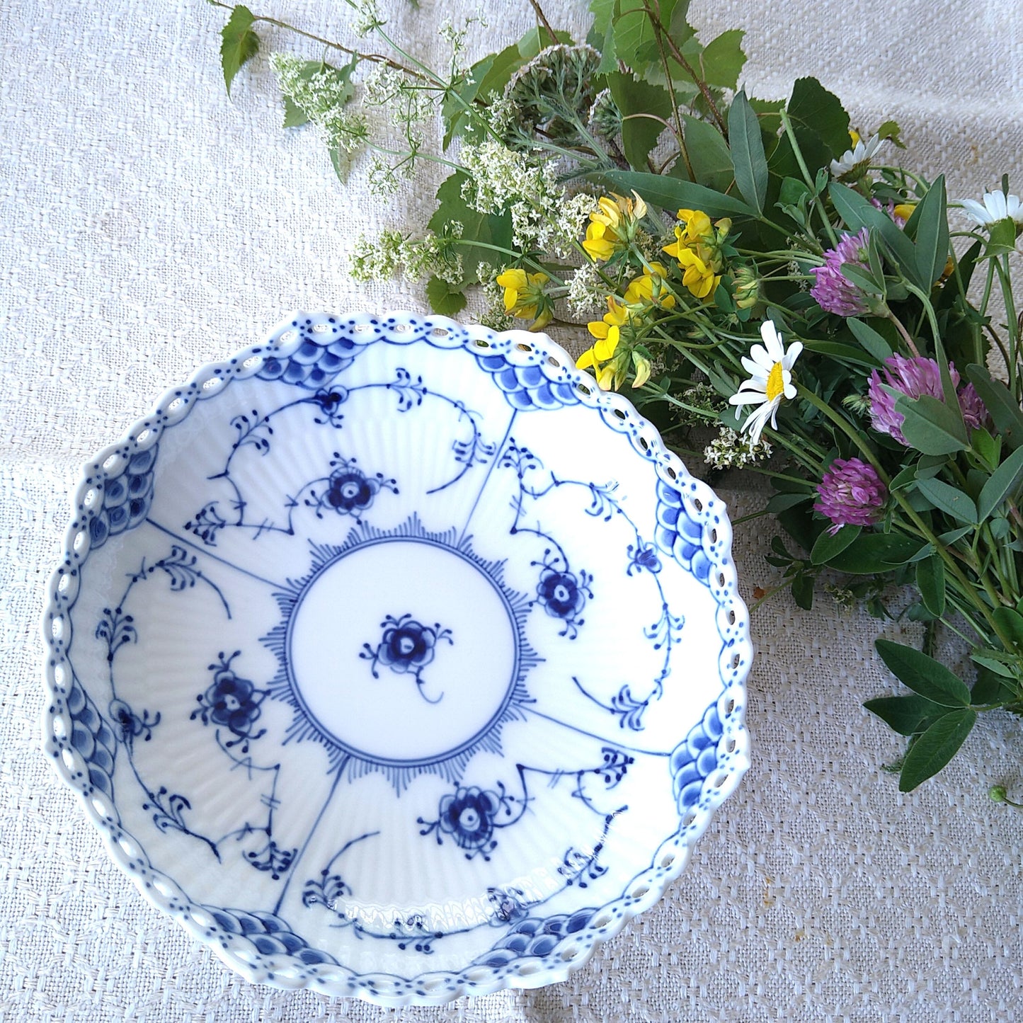 1969～1974年のRoyalCopenhagenフルレースの高台のお皿は直径約17.3㎝D/Full Lace High stand Plate17.3cmD