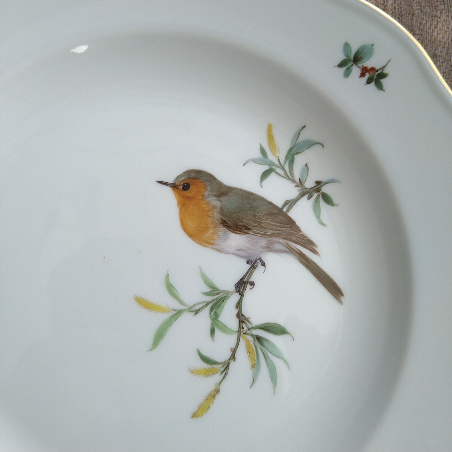 Meissenマイセン1957～1972年ドイツの鳥ヨーロッパコマドリのケーキプレート18㎝D