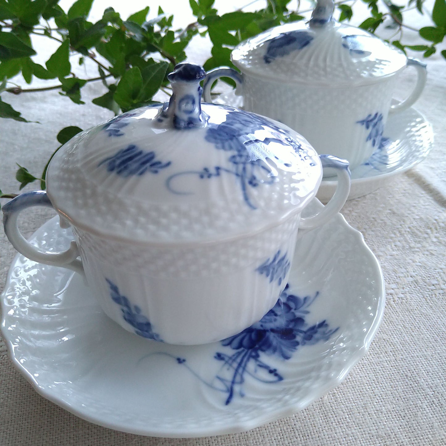 1960年代のRoyalCopenhagenブルーフラワーカーブのブイヨンカップソーサー/Blue Flower Curve Bouillon Cup and saucer