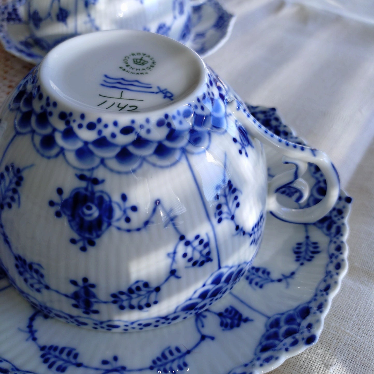 1950～1970年代RoyalCopenhagenフルレースのモーニングカップソーサー大きいです/Full Lace, Morning cup and saucer