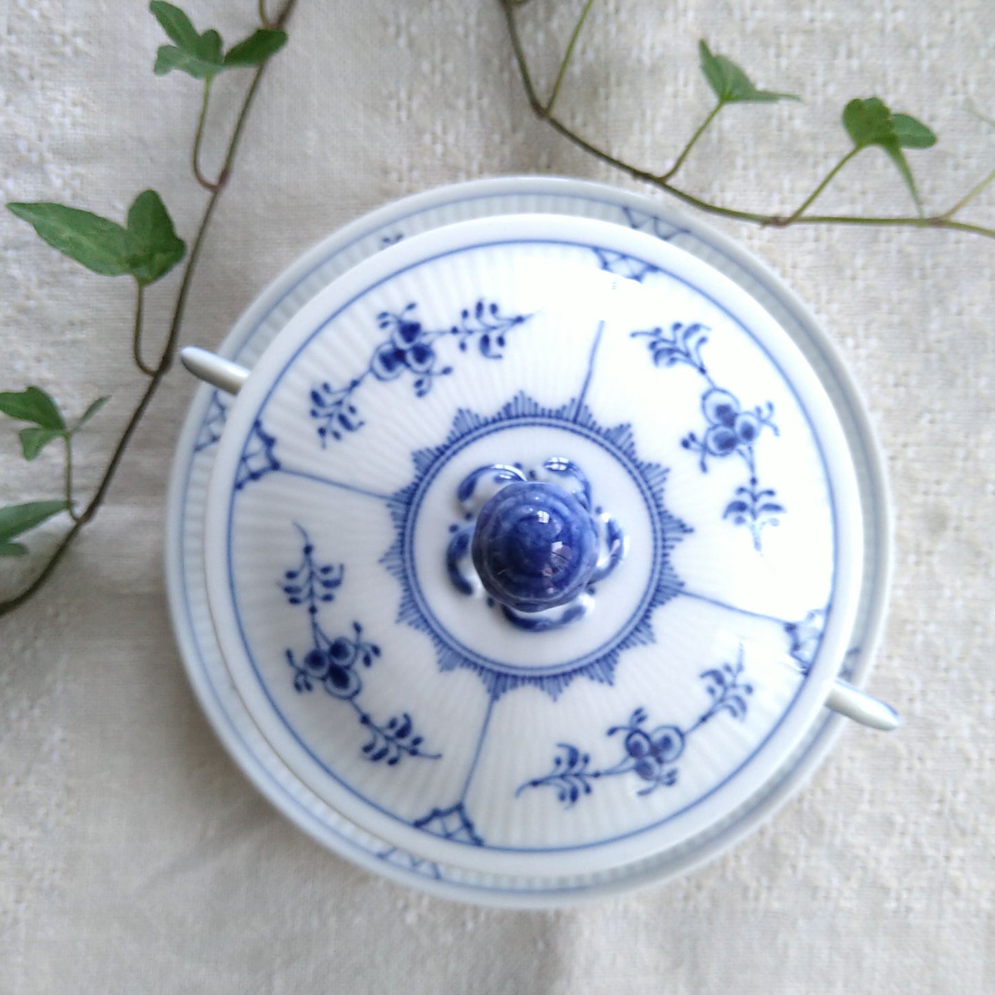 1960‐1970年代RoyalCopenhagenブルーフルーテッドプレインのブイヨンカップソーサー蓋つき/Bouillon cup saucer with lid
