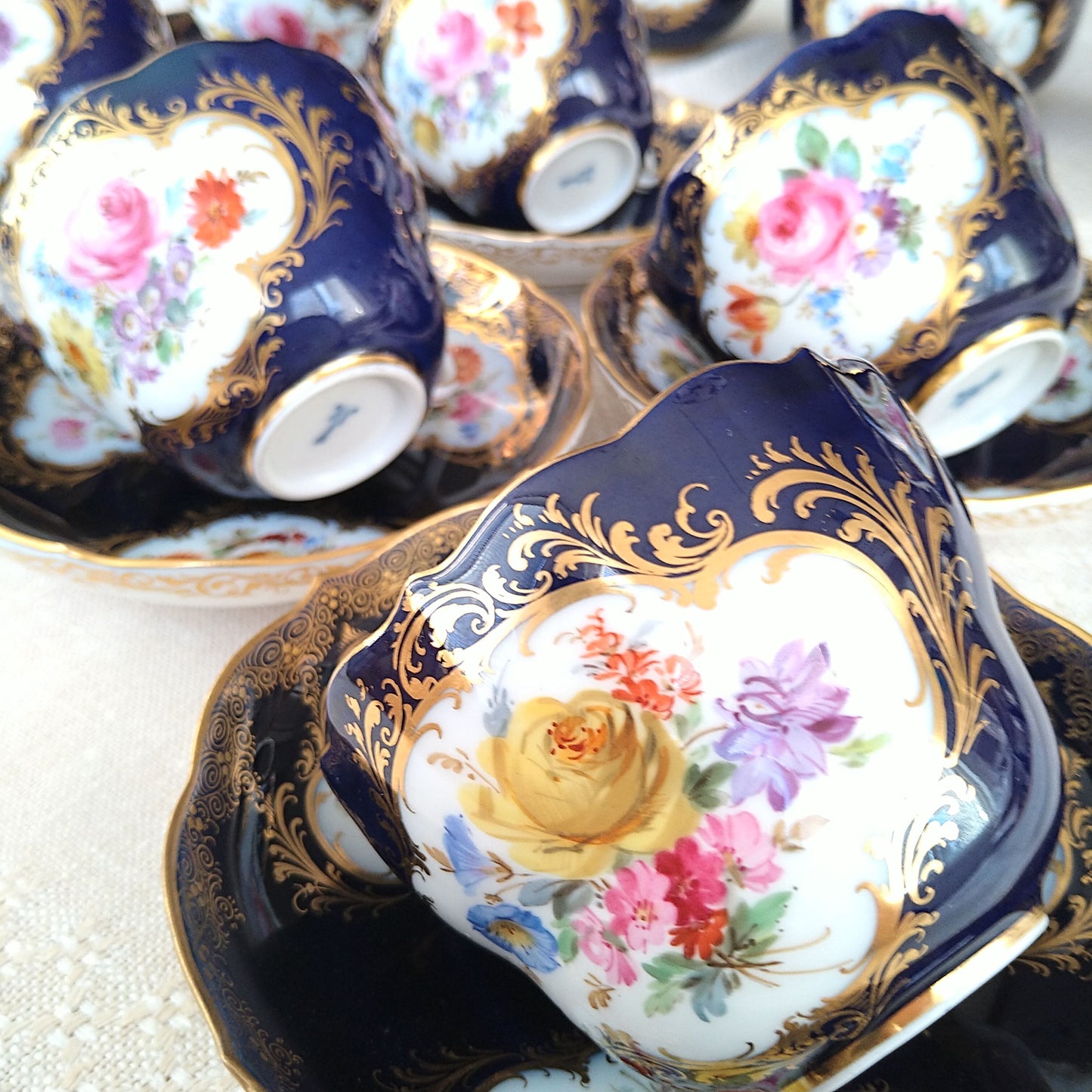 Meissen コバルトドイツフラワー6人用コーヒーサービス/Cobalt Coffee set for six person