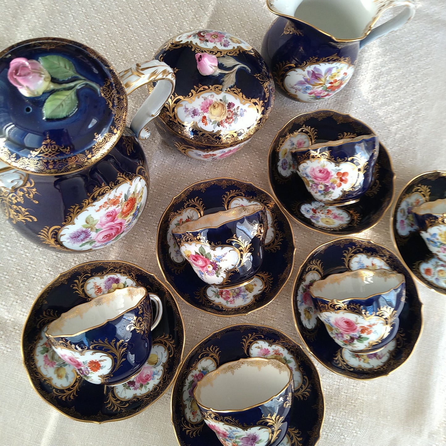 Meissen コバルトドイツフラワー6人用コーヒーサービス/Cobalt Coffee set for six person