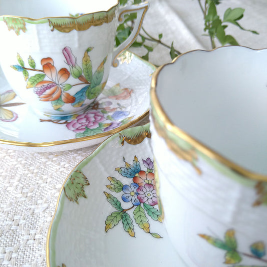 Herendヴィクトリアのコーヒーカップソーサー取っ手がとんがりタイプ/VictoriaCoffeeCupSaucer