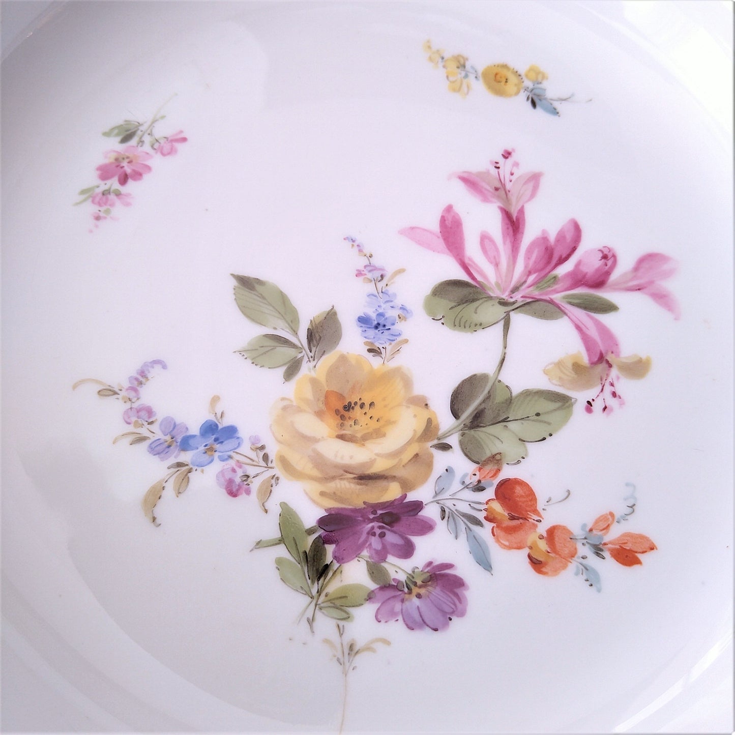 1860～1924年Meissen花と昆虫の絵のスープ深皿23.5㎝スイカズラ/Soup Plate23.5cm D
