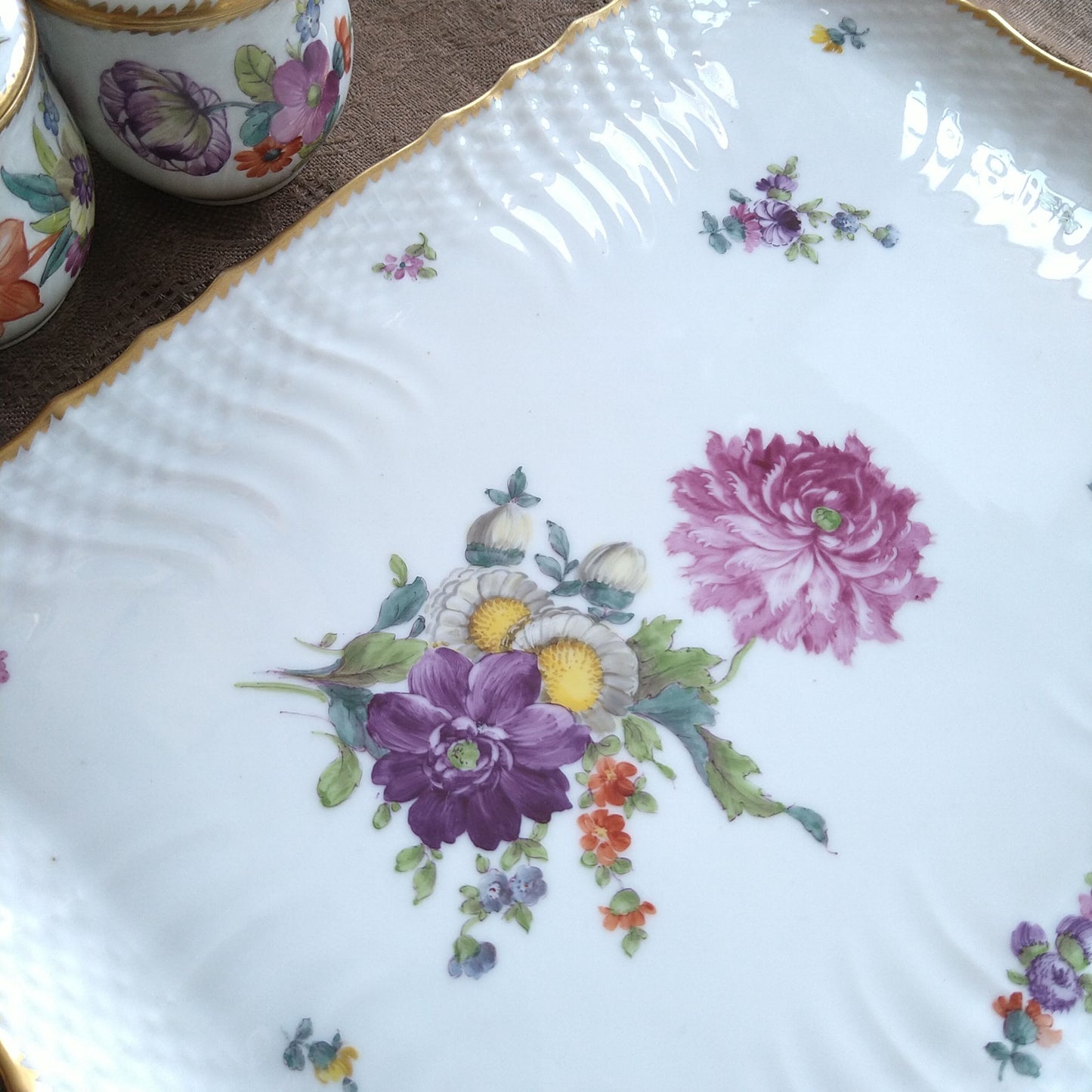 RoyalCopenhagenサクソンフラワーカスタードカップ12個トレイ付き/SaxonFlowerCusturdCupWithTray
