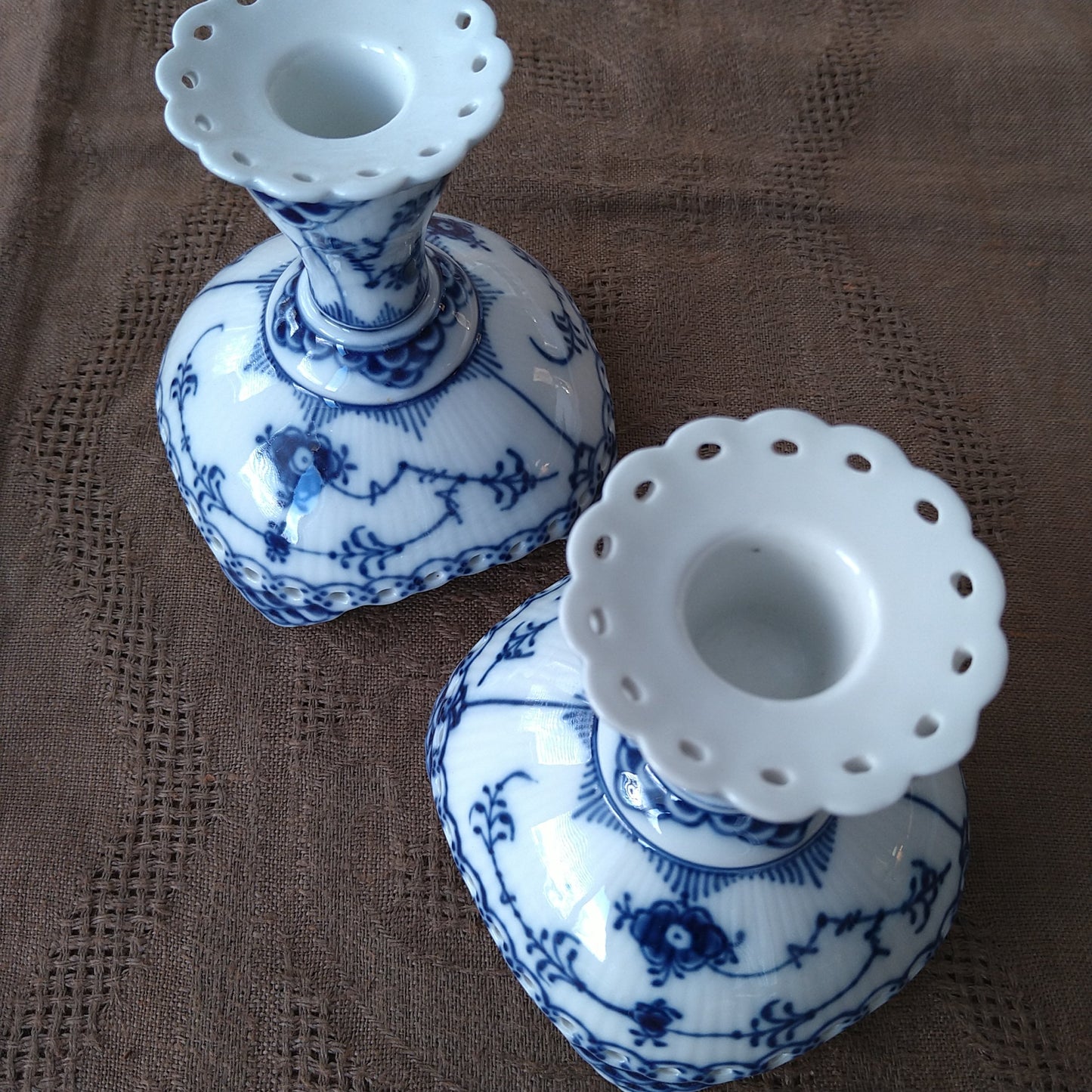 1975～1979年RoyalCopenhagenフルレースキャンドルスタンド、ペア/Full Lace Candle stand Pair