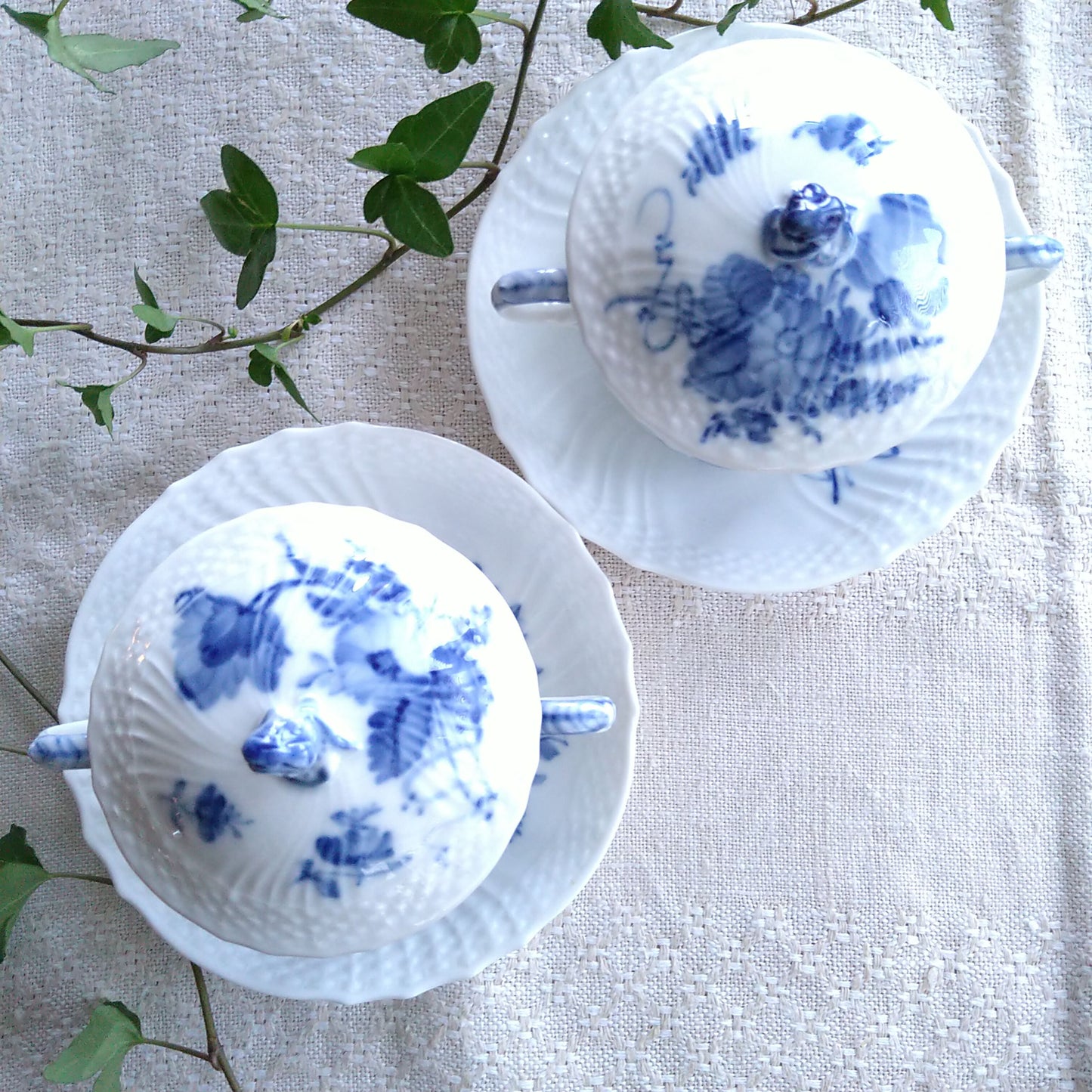 1960年代のRoyalCopenhagenブルーフラワーカーブのブイヨンカップソーサー/Blue Flower Curve Bouillon Cup and saucer