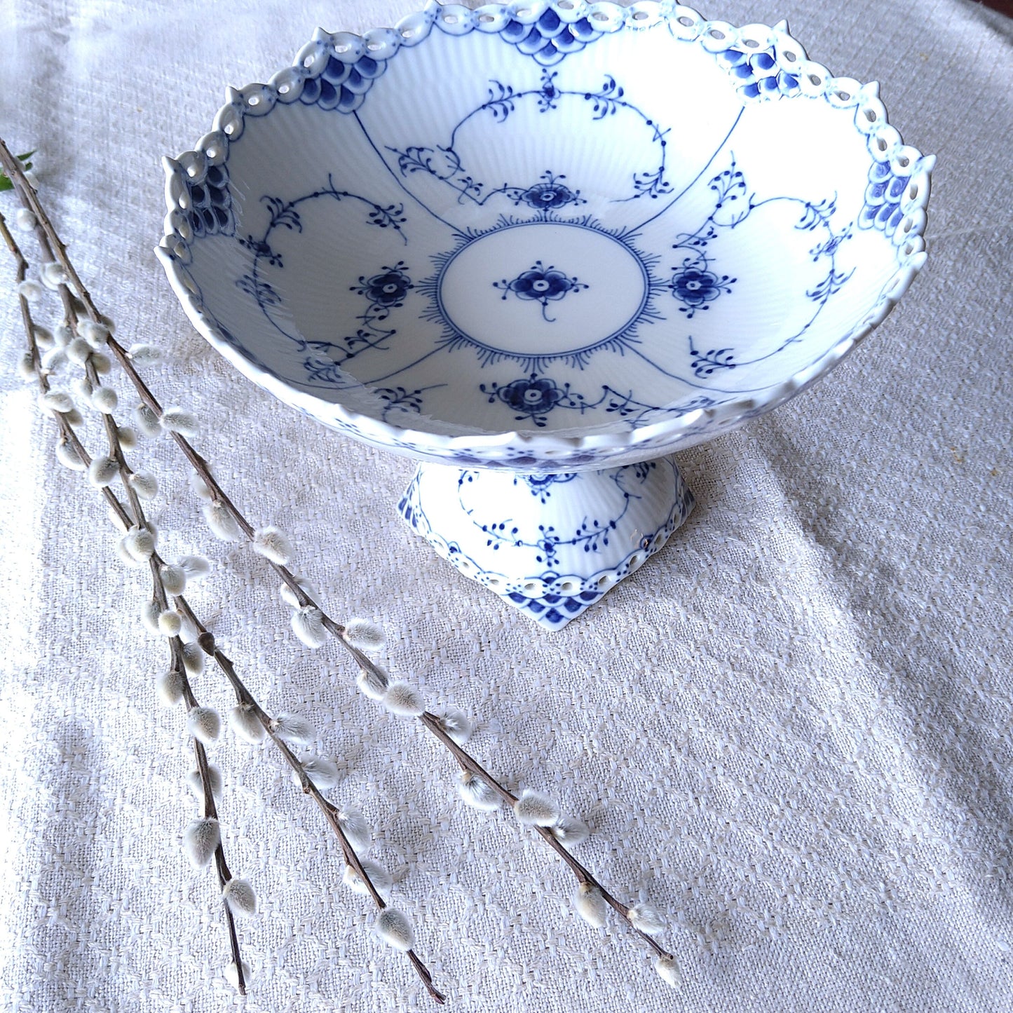 1975～1979年のRoyalCopenhagenロイヤルコペンハーゲンフルレースのコンポート高さ約15㎝/FullLaceComport