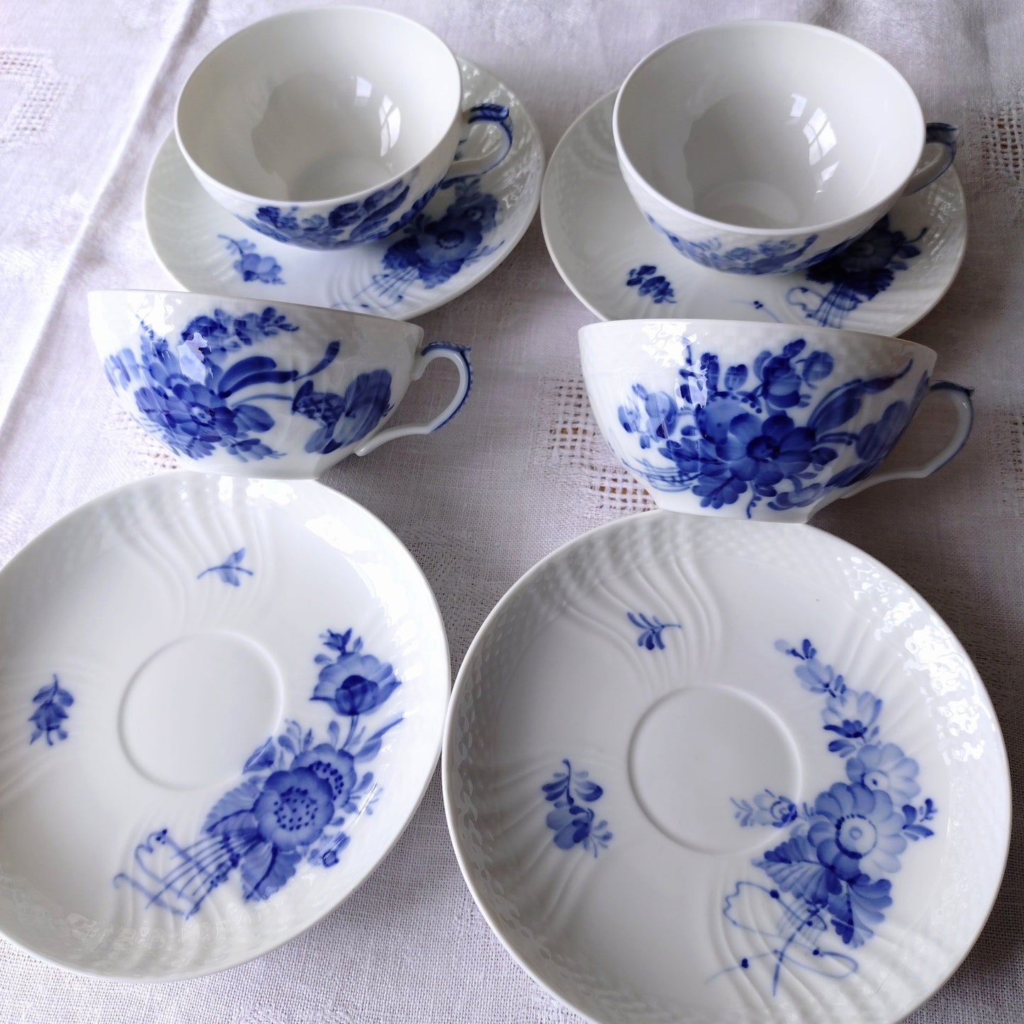 1960～1970年代RoyalCopenhagenブルーフラワーカーブのティーカップソーサー型番1551/Blue flower curve, tea up and saucer