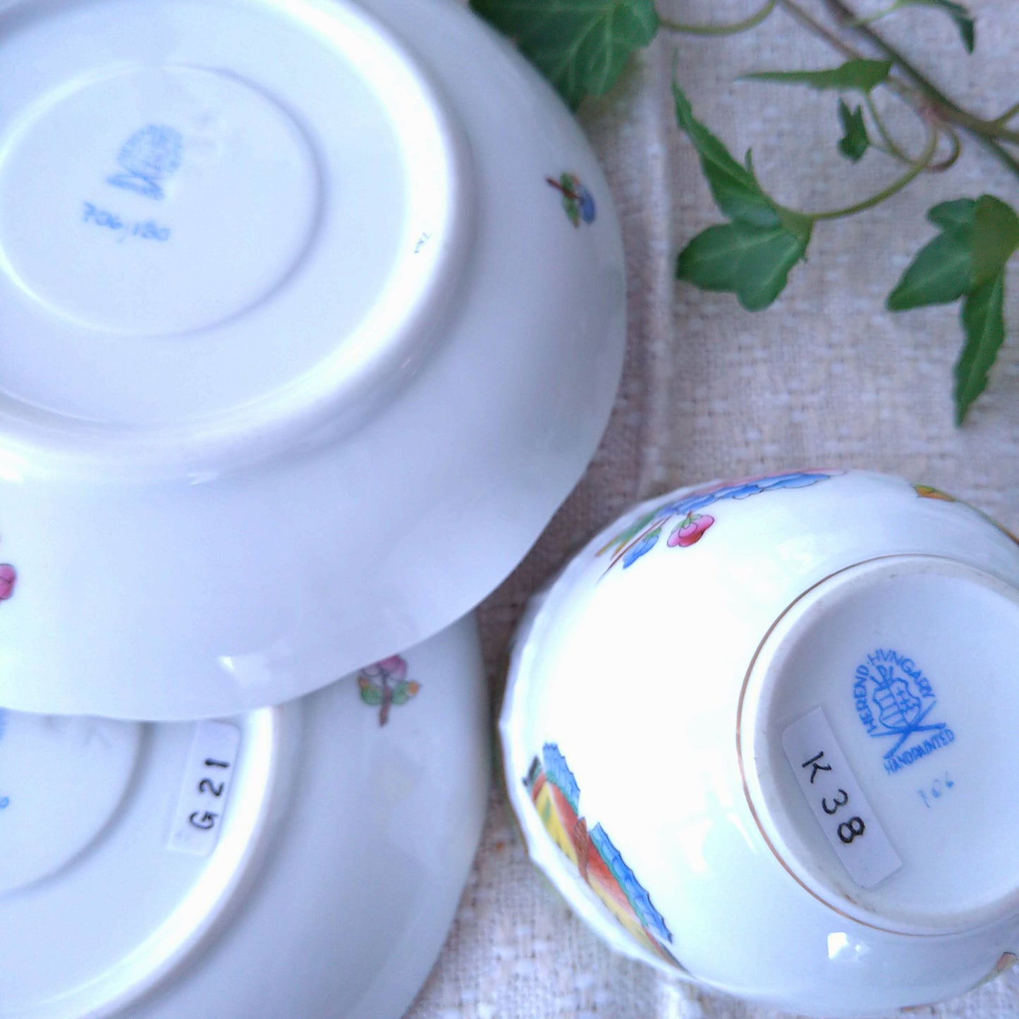 Herendヴィクトリアのコーヒーカップソーサー取っ手が丸くカーブしたタイプ/VictoriaCoffeeCupSaucer