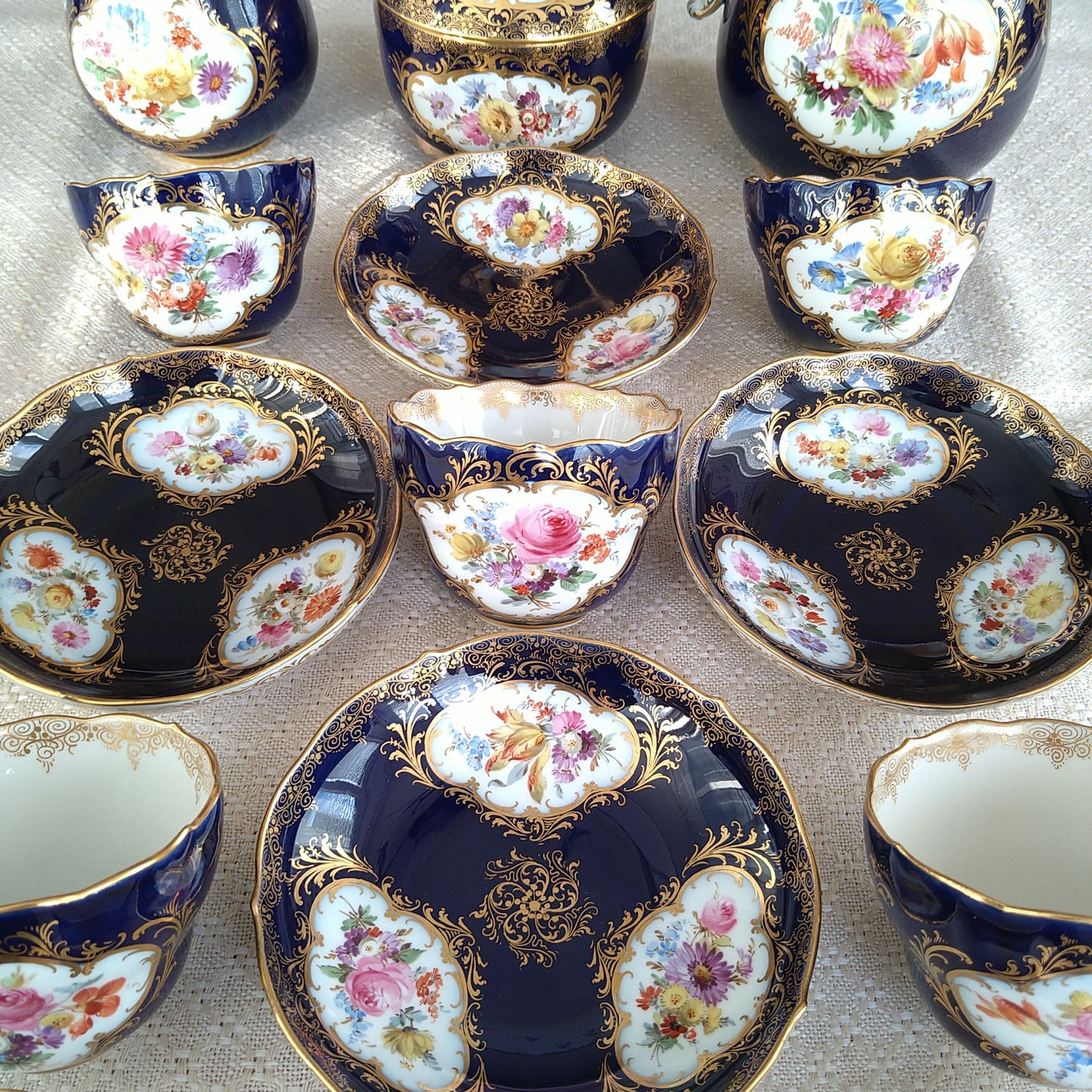 Meissen コバルトドイツフラワー6人用コーヒーサービス/Cobalt Coffee set for six person