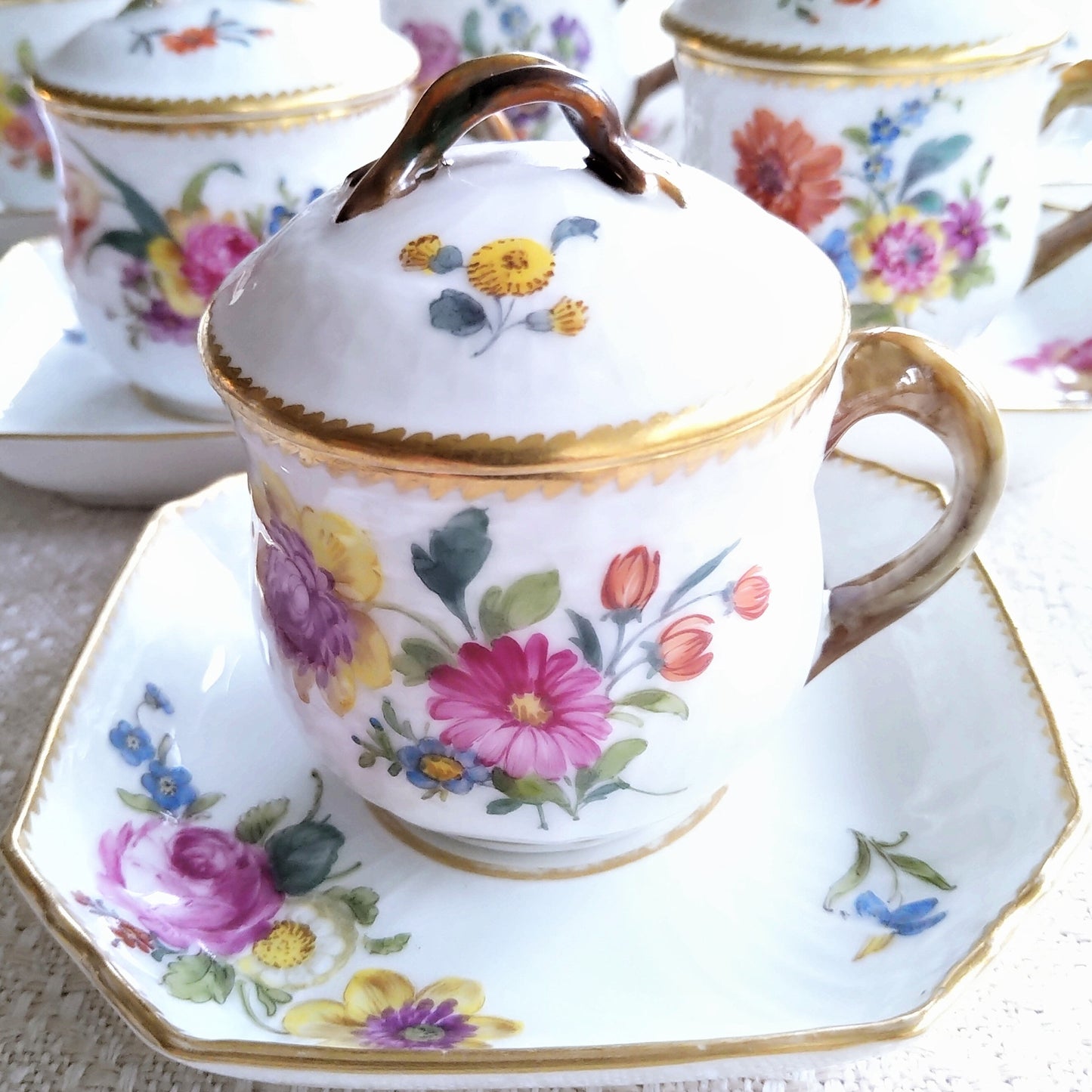 1870～1922年RoyalCopenhagenサクソンフラワーのカスタードカップソーサー/SaxonFlowerCremecupSaucer