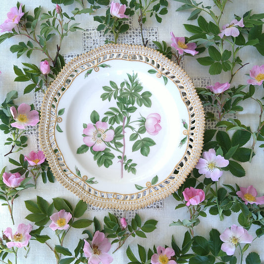 1889～1922年RoyalCopenhagenFloraDanicaフローラダニカ野ばらのレースプレート直径約25.5㎝D