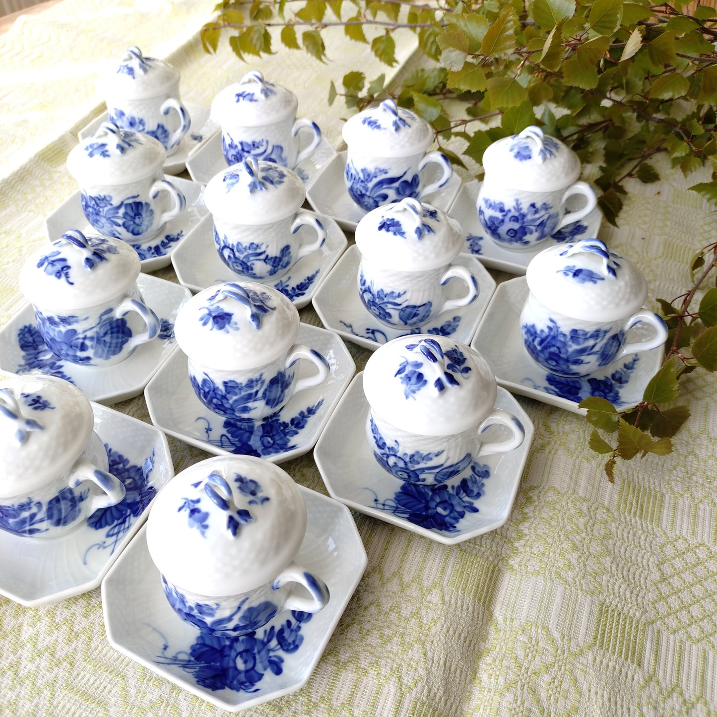 RoyalCopenhagenブルーフラワーカーブのカスタードカップソーサー1950年代～1970年代/Custard cup and saucer