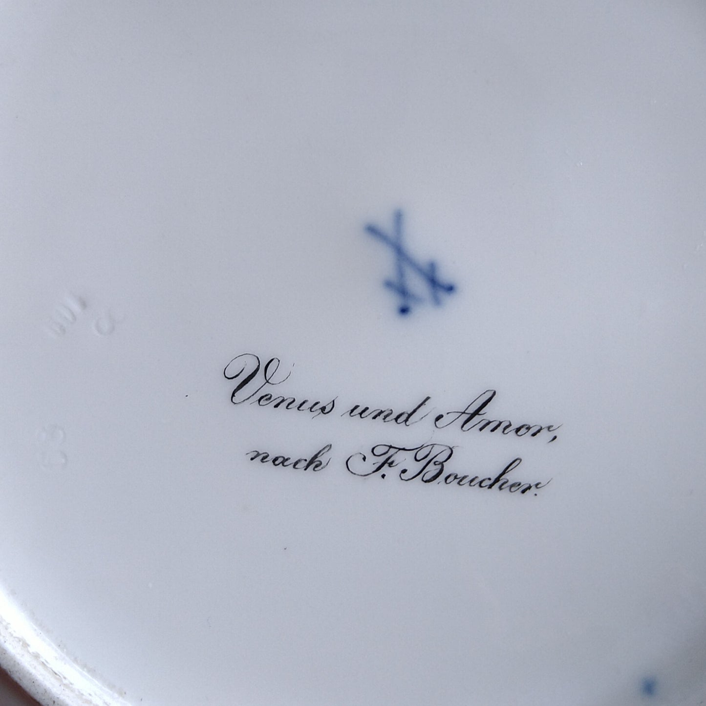 Meissen ヴィーナスと天使のコバルトのキャビネットプレート直径約23㎝D