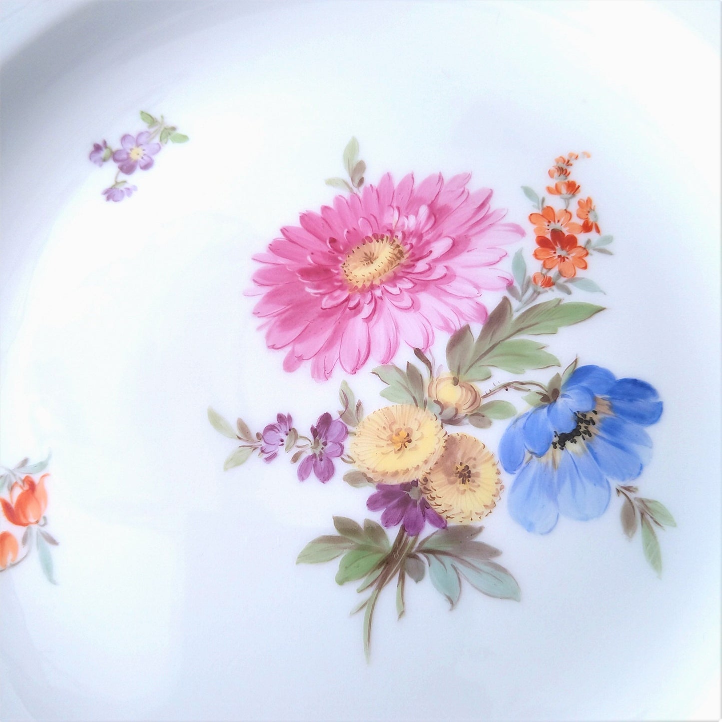 1860～1924年Meissen花と昆虫の絵の前菜皿21㎝ピンクのアスター/Plate 21cmD