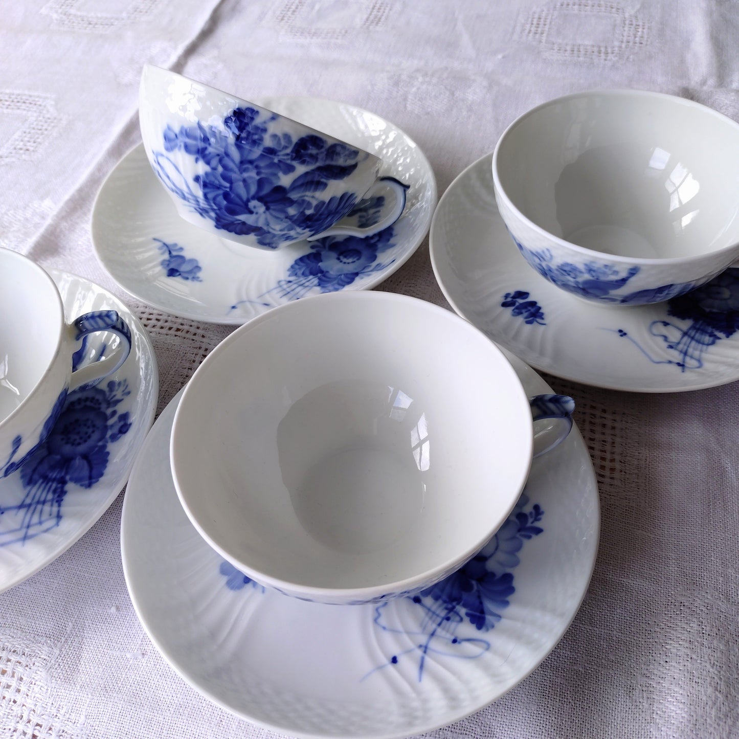 1960～1970年代RoyalCopenhagenブルーフラワーカーブのティーカップソーサー型番1551/Blue flower curve, tea up and saucer