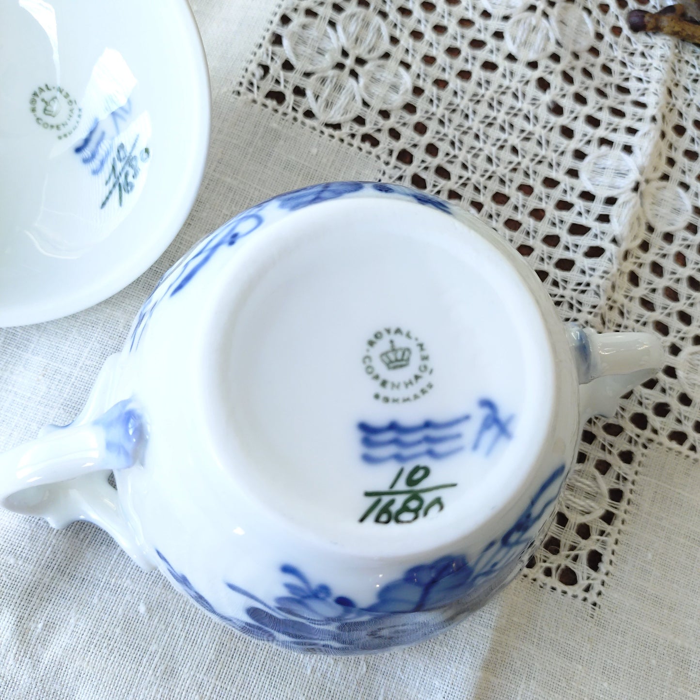 1969～1974年RoyalCopenhagenブルーフラワーカーブ把手付きシュガーポット高さ11.5㎝/BlueFlowerCurveSugarpot11.5cm H