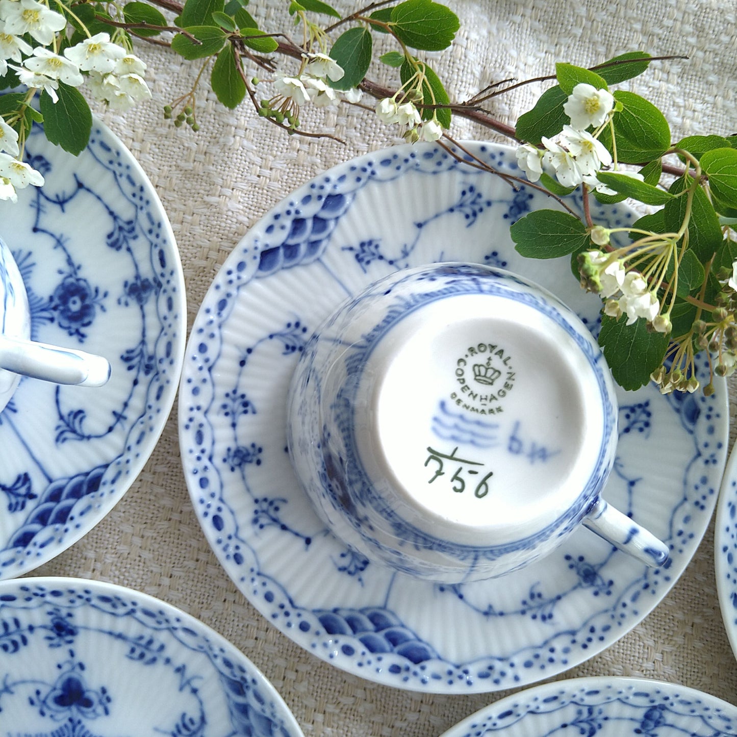 1960～1970年代のハーフレース型番756容量約190mlコーヒーカップソーサー/HalfLaceCupSaucer