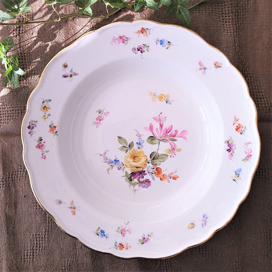 1860～1924年Meissen花と昆虫の絵のスープ深皿23.5㎝スイカズラ/Soup Plate23.5cm D