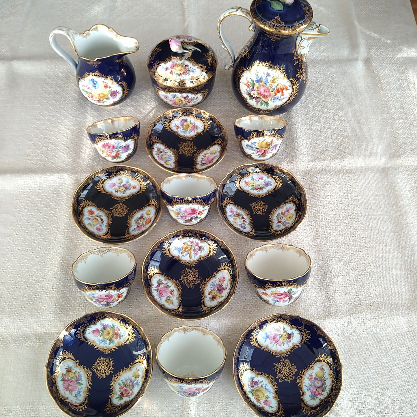 Meissen コバルトドイツフラワー6人用コーヒーサービス/Cobalt Coffee set for six person