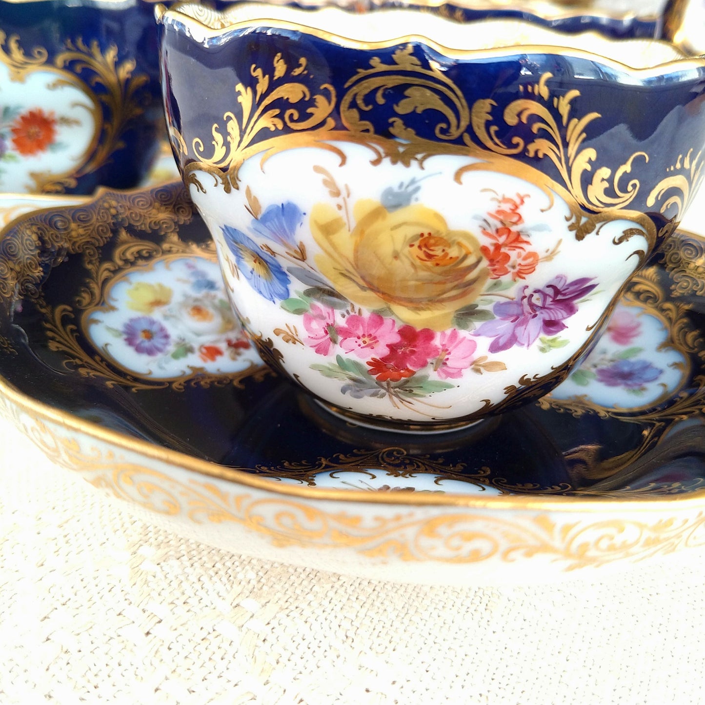 Meissen コバルトドイツフラワー6人用コーヒーサービス/Cobalt Coffee set for six person
