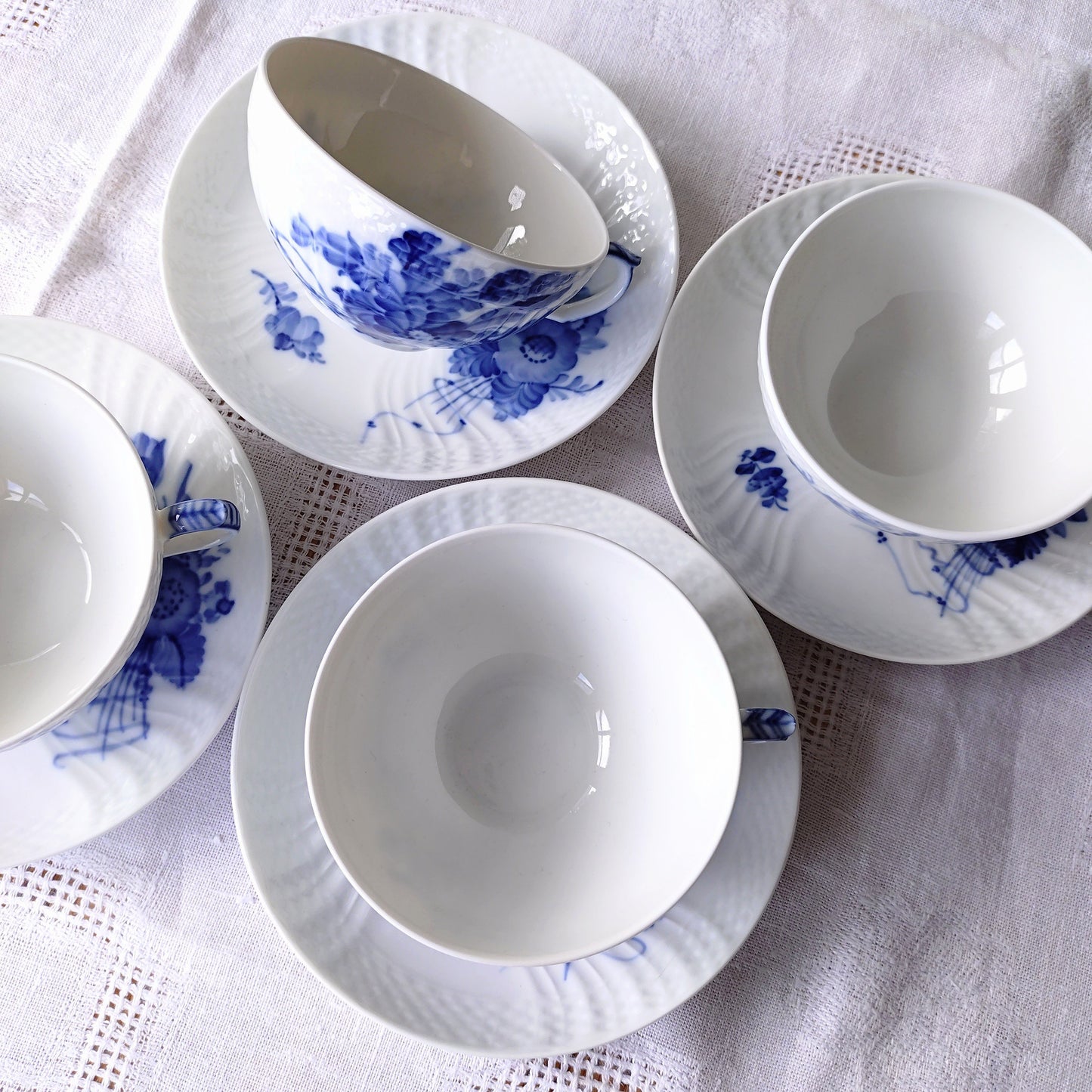 1960～1970年代RoyalCopenhagenブルーフラワーカーブのティーカップソーサー型番1551/Blue flower curve, tea up and saucer