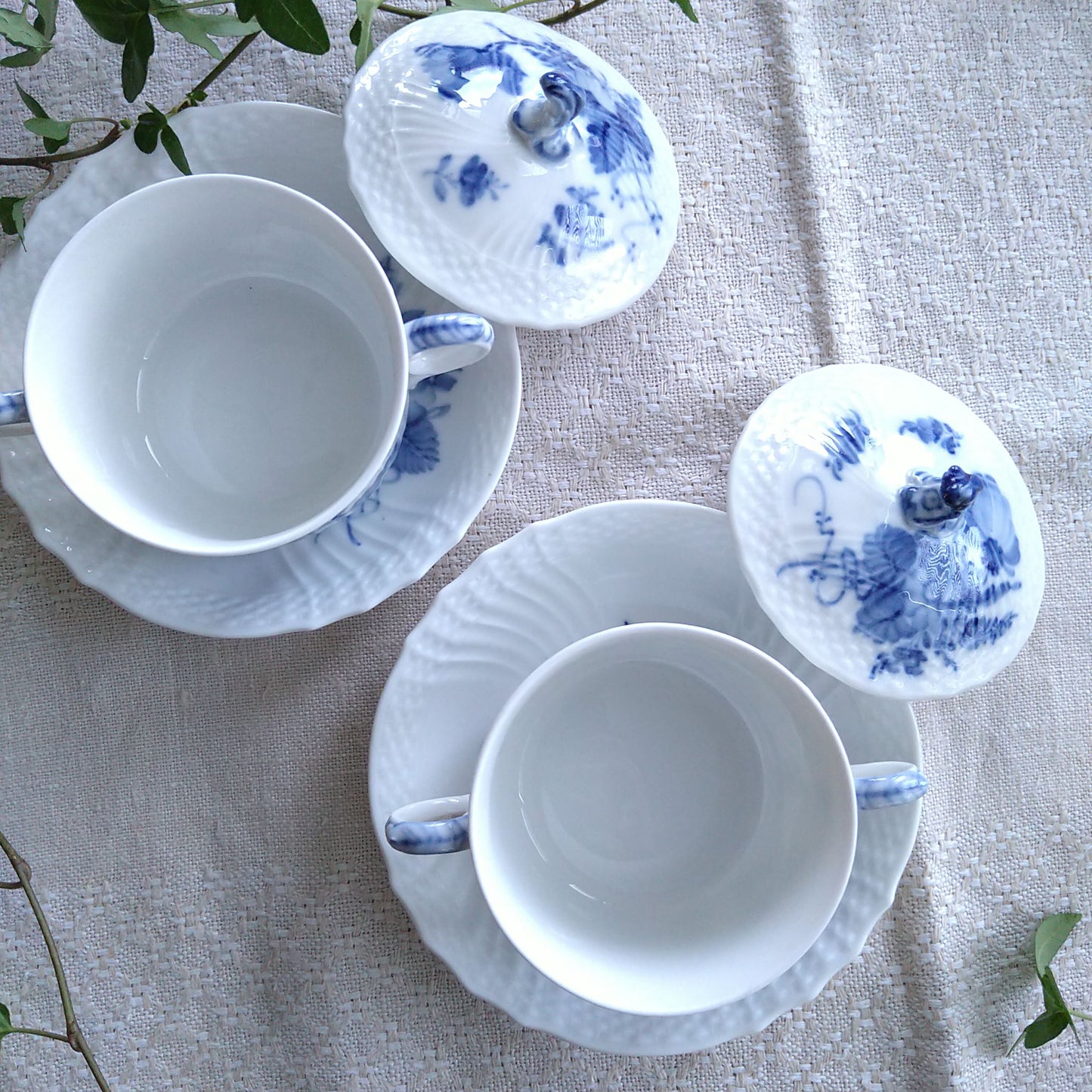 1960年代のRoyalCopenhagenブルーフラワーカーブのブイヨンカップソーサー/Blue Flower Curve Bouillon Cup and saucer