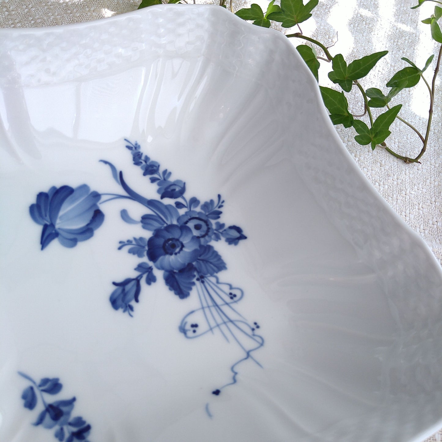 1975～1979年RoyalCopenhagenブルーフラワーカーブ角のサラダ皿21×21㎝/SquareSalladBowl