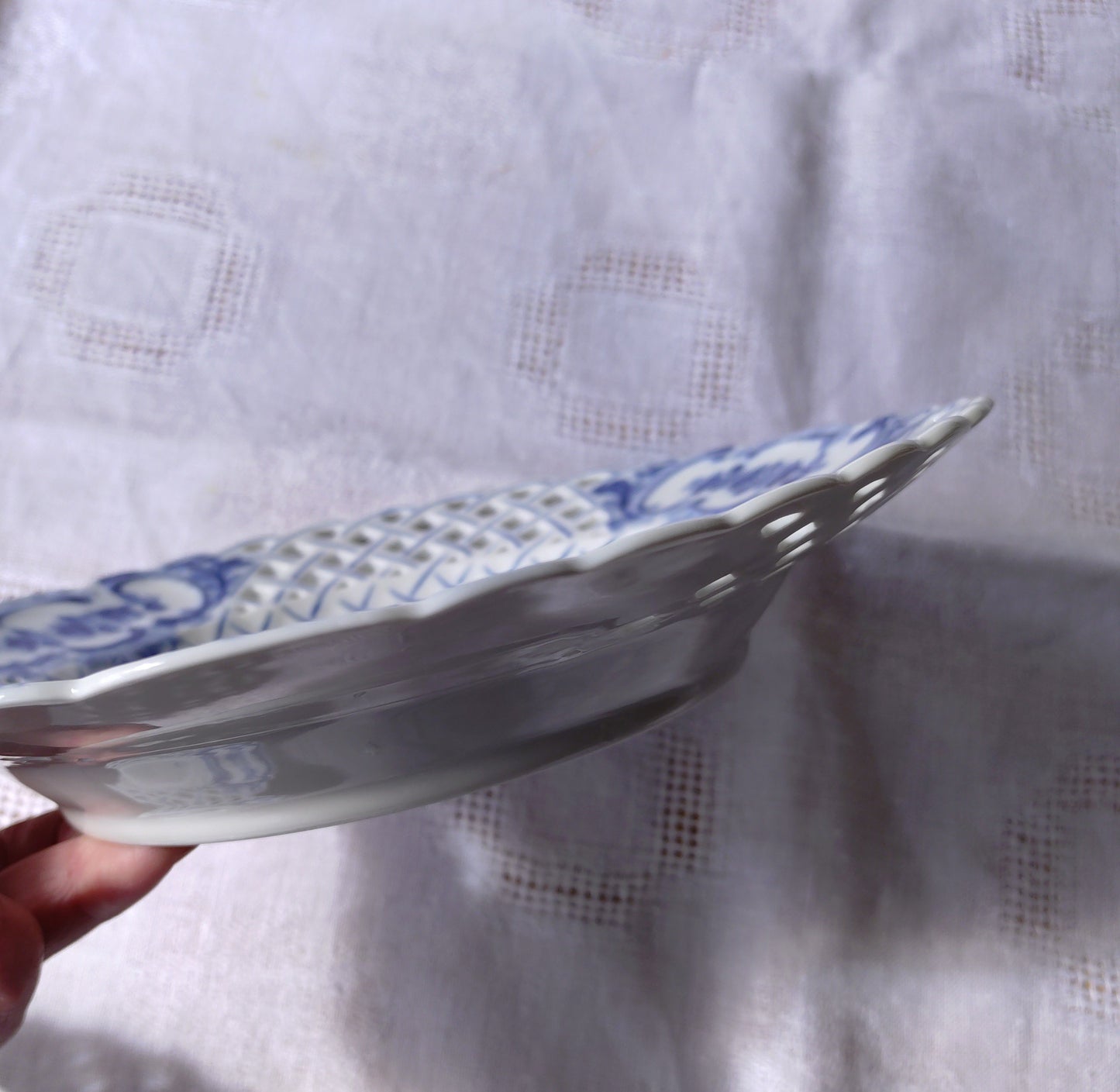 1969年～1974年のRoyalCopenhagenブルーフラワーのオープンワークのお皿は直径約23.7㎝D/BlueFlowerLacePlate
