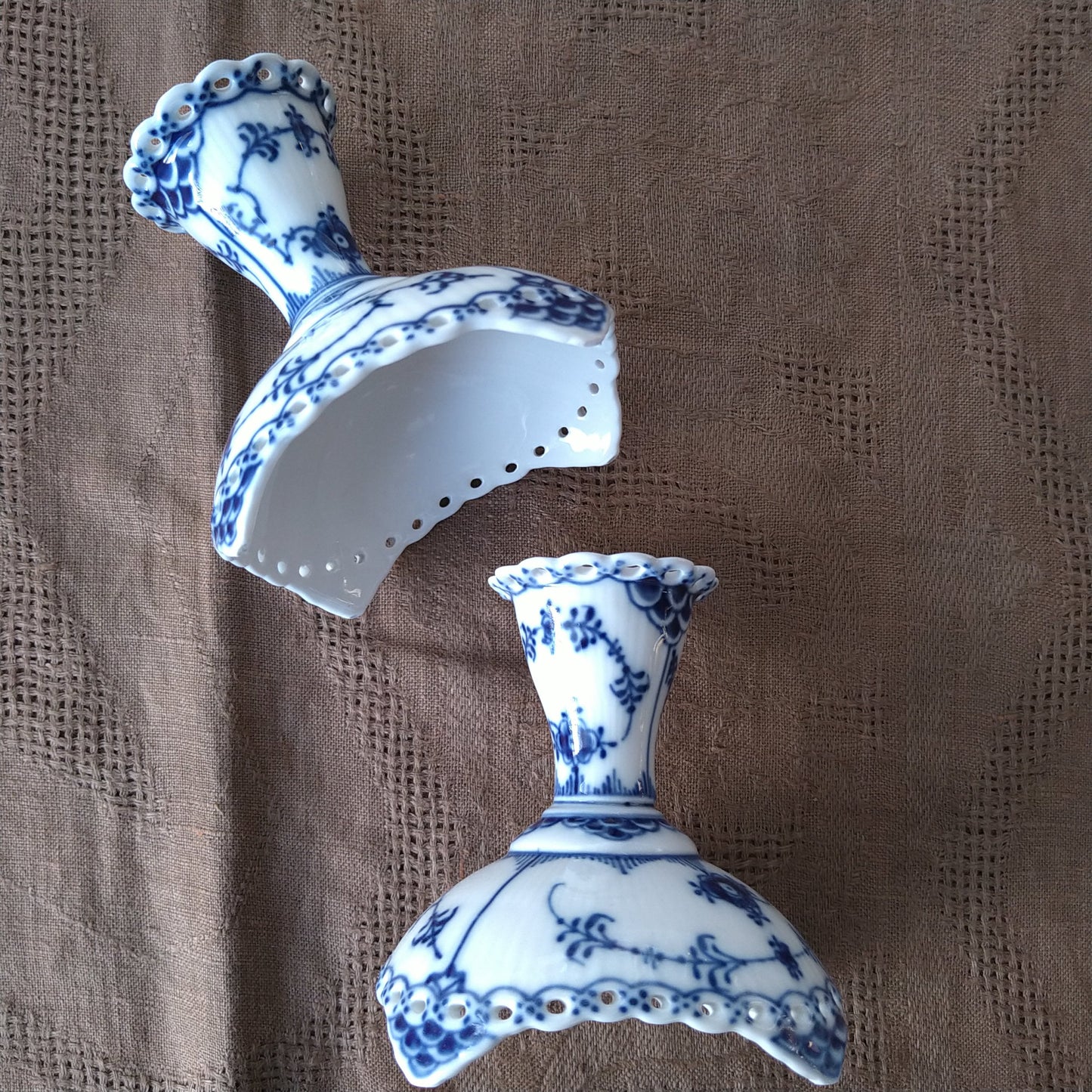 1975～1979年RoyalCopenhagenフルレースキャンドルスタンド、ペア/Full Lace Candle stand Pair