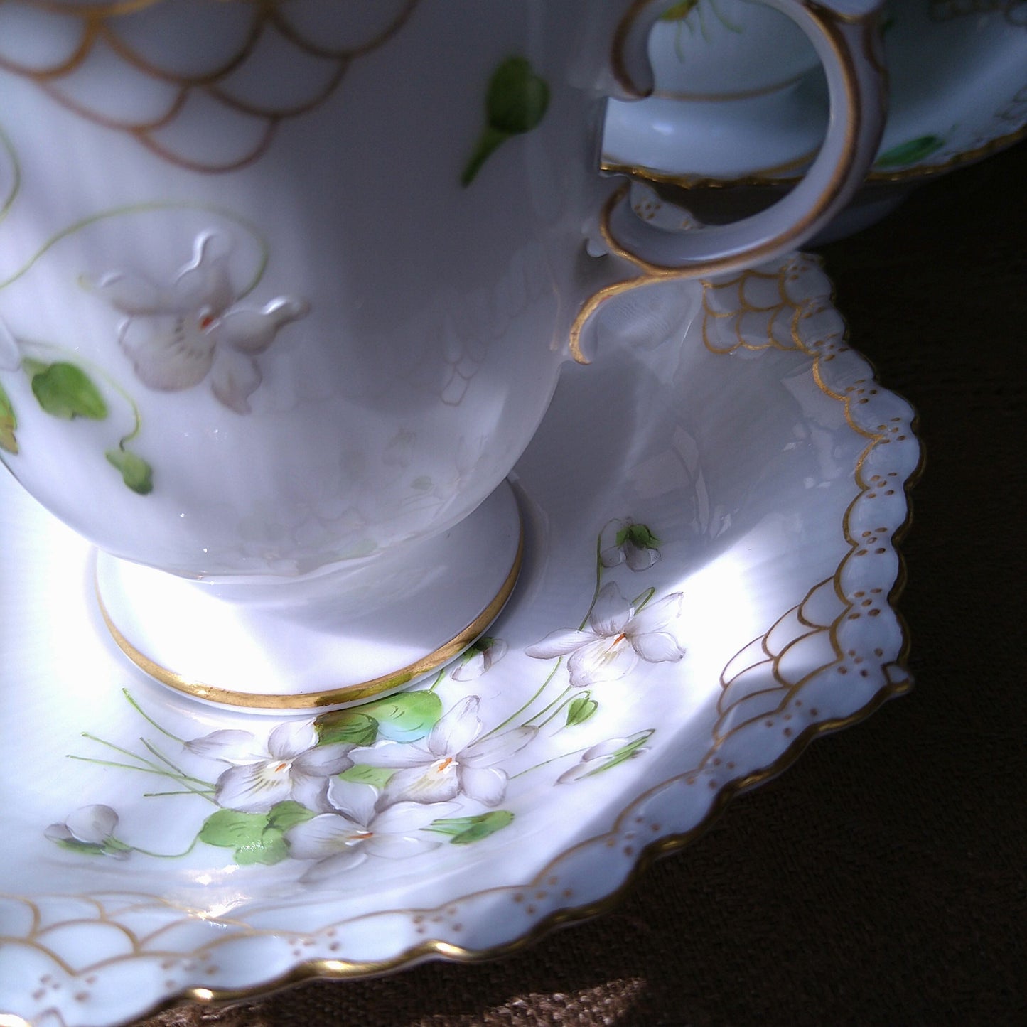 1892年RoyalCopenhagen の白いスミレのカップソーサー/WhiteVioletCupSaucer