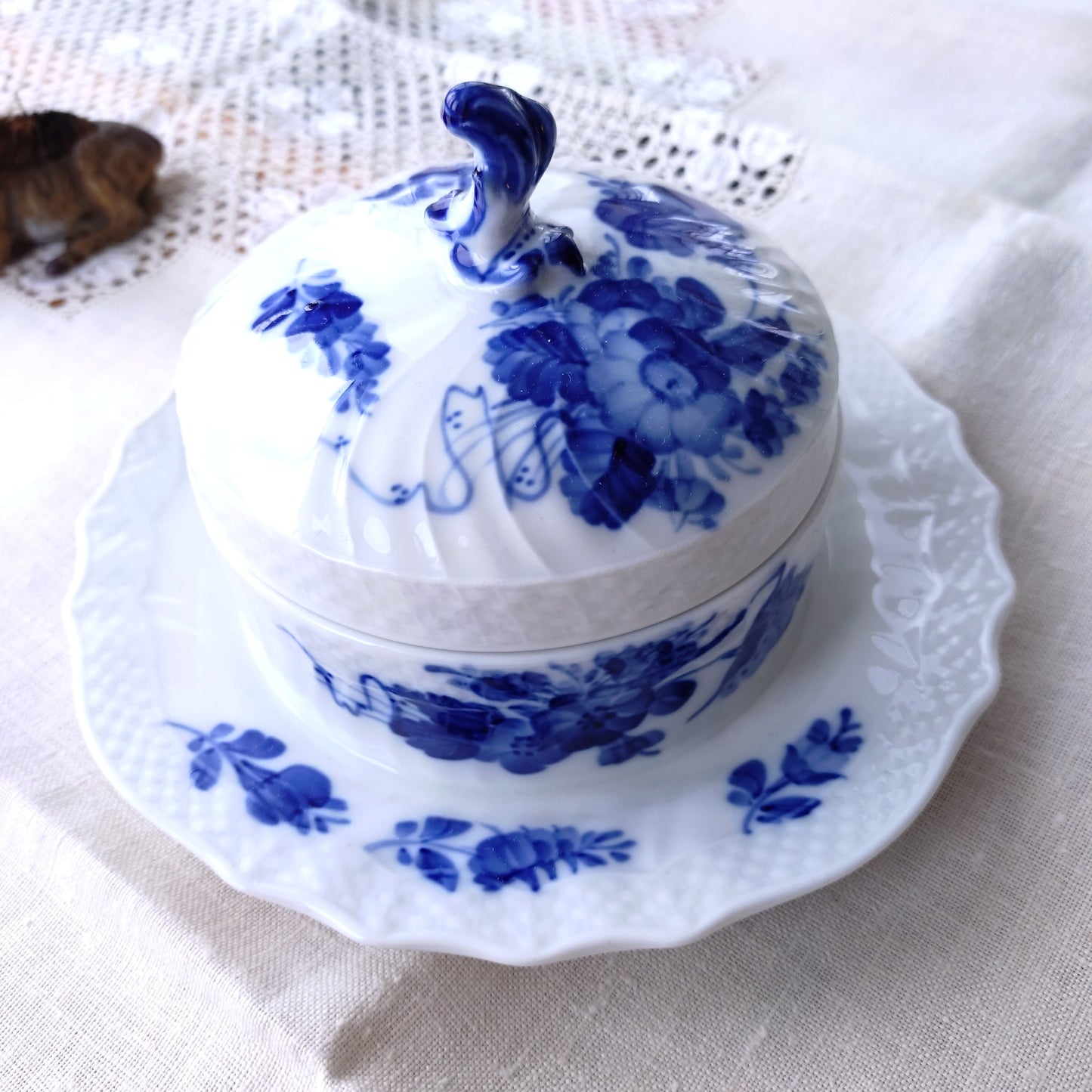 1967/1968年RoyalCopenhagenブルーフラワーカーブのバターケース/バターディッシュ直径約17.5㎝D/Butter dish