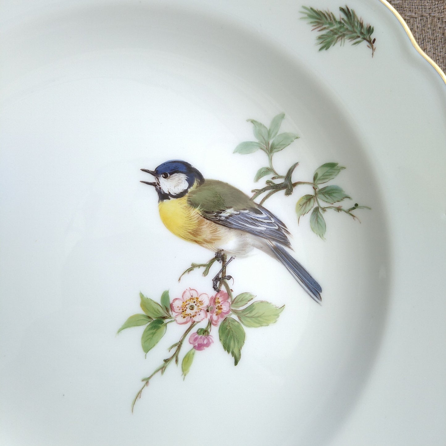Meissenマイセン1957～1972年ドイツの鳥ヨーロッパシジュウカラのケーキプレート18㎝