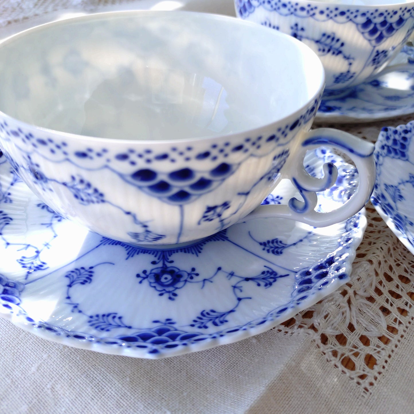 1950～1970年代RoyalCopenhagenフルレースのモーニングカップソーサー大きいです/Full Lace, Morning cup and saucer