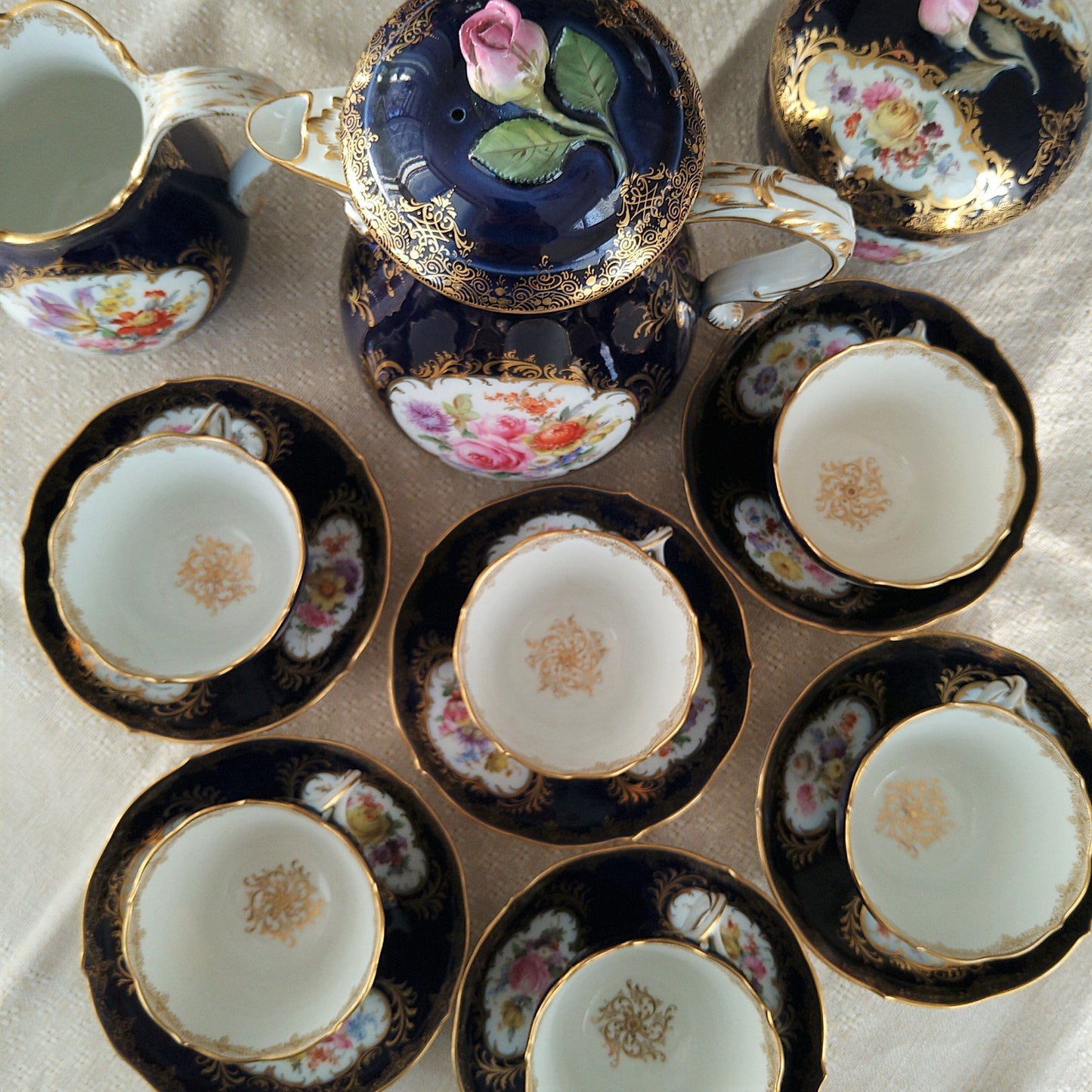 Meissen コバルトドイツフラワー6人用コーヒーサービス/Cobalt Coffee set for six person