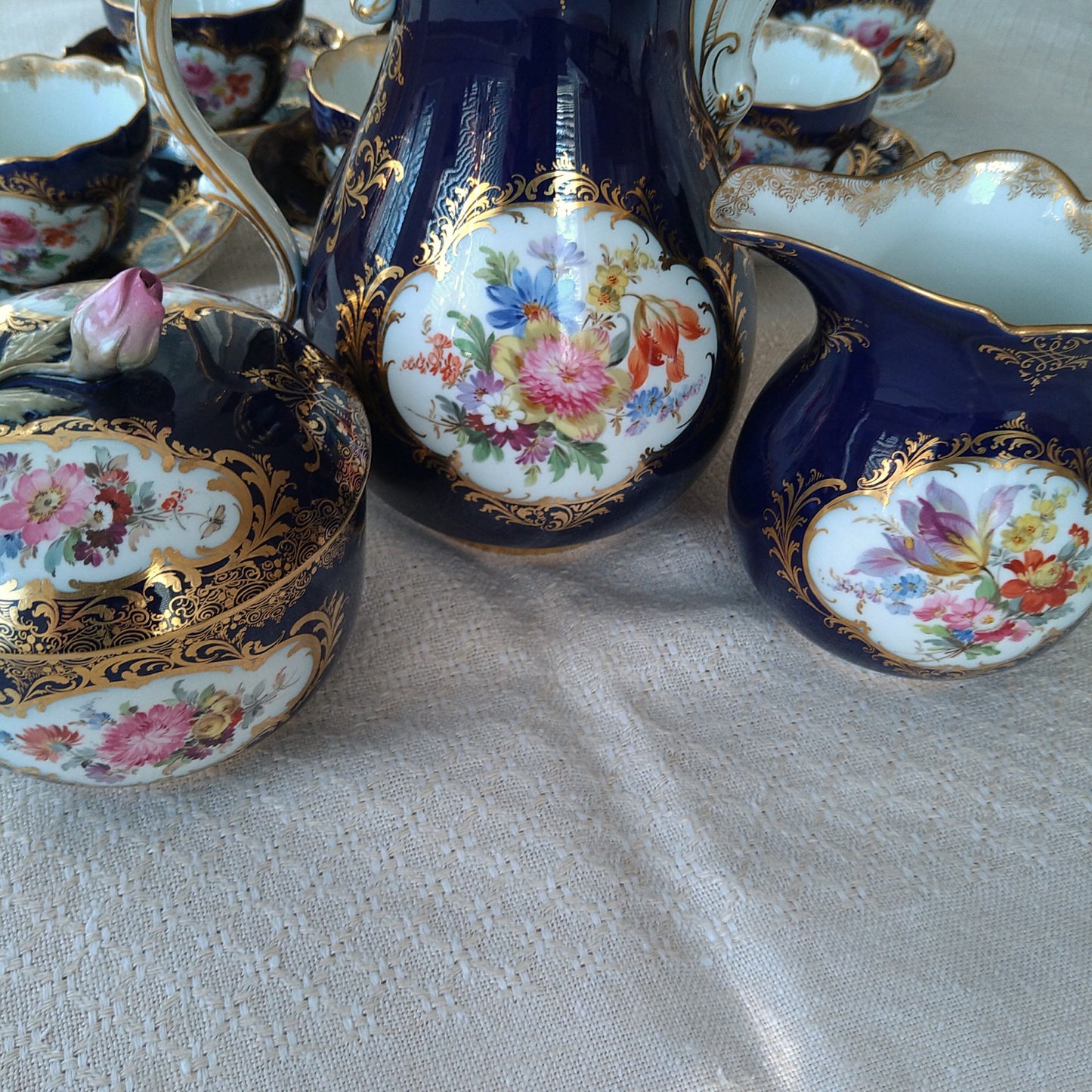 Meissen コバルトドイツフラワー6人用コーヒーサービス/Cobalt Coffee set for six person