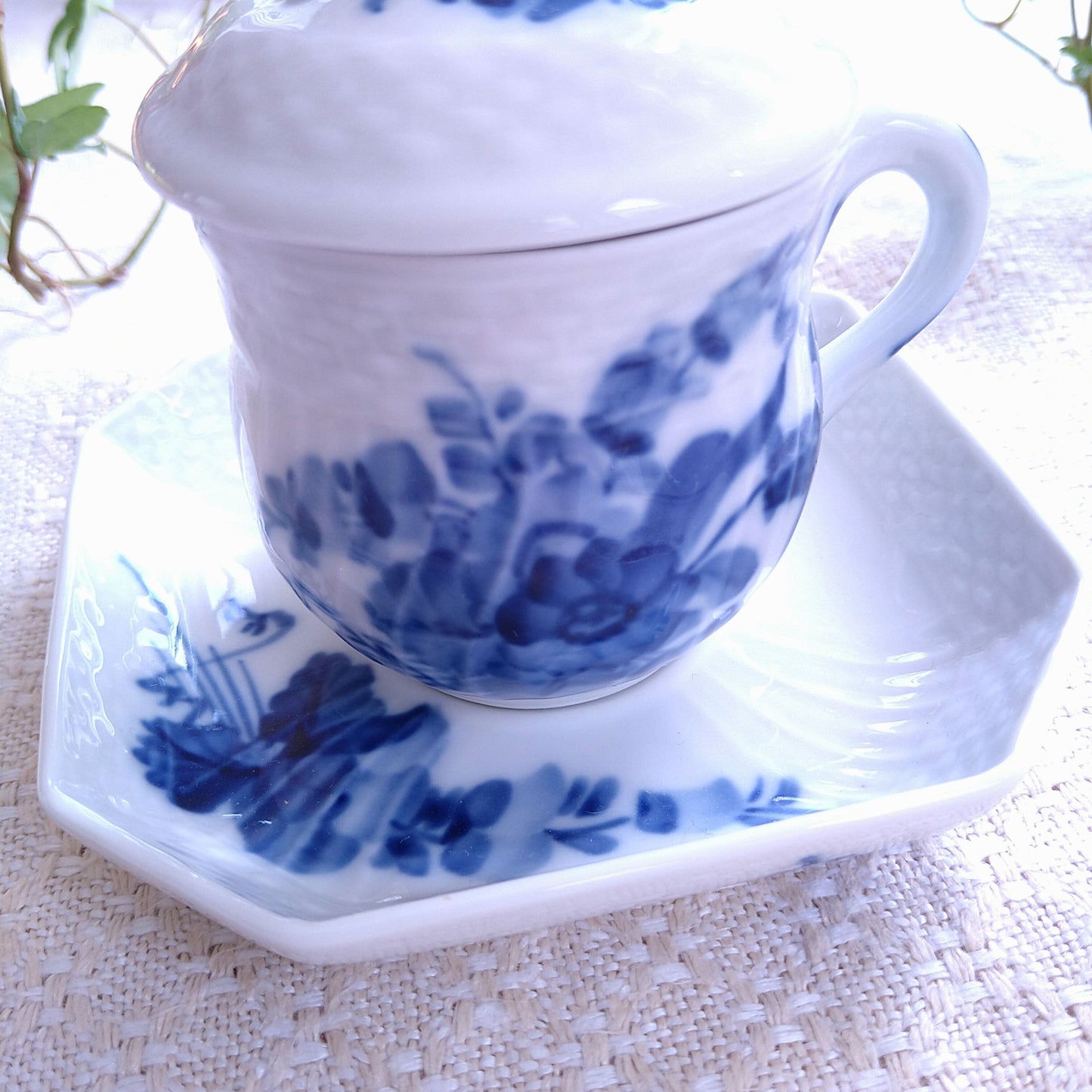 RoyalCopenhagenブルーフラワーカーブのカスタードカップソーサー1950年代～1970年代/Custard cup and saucer