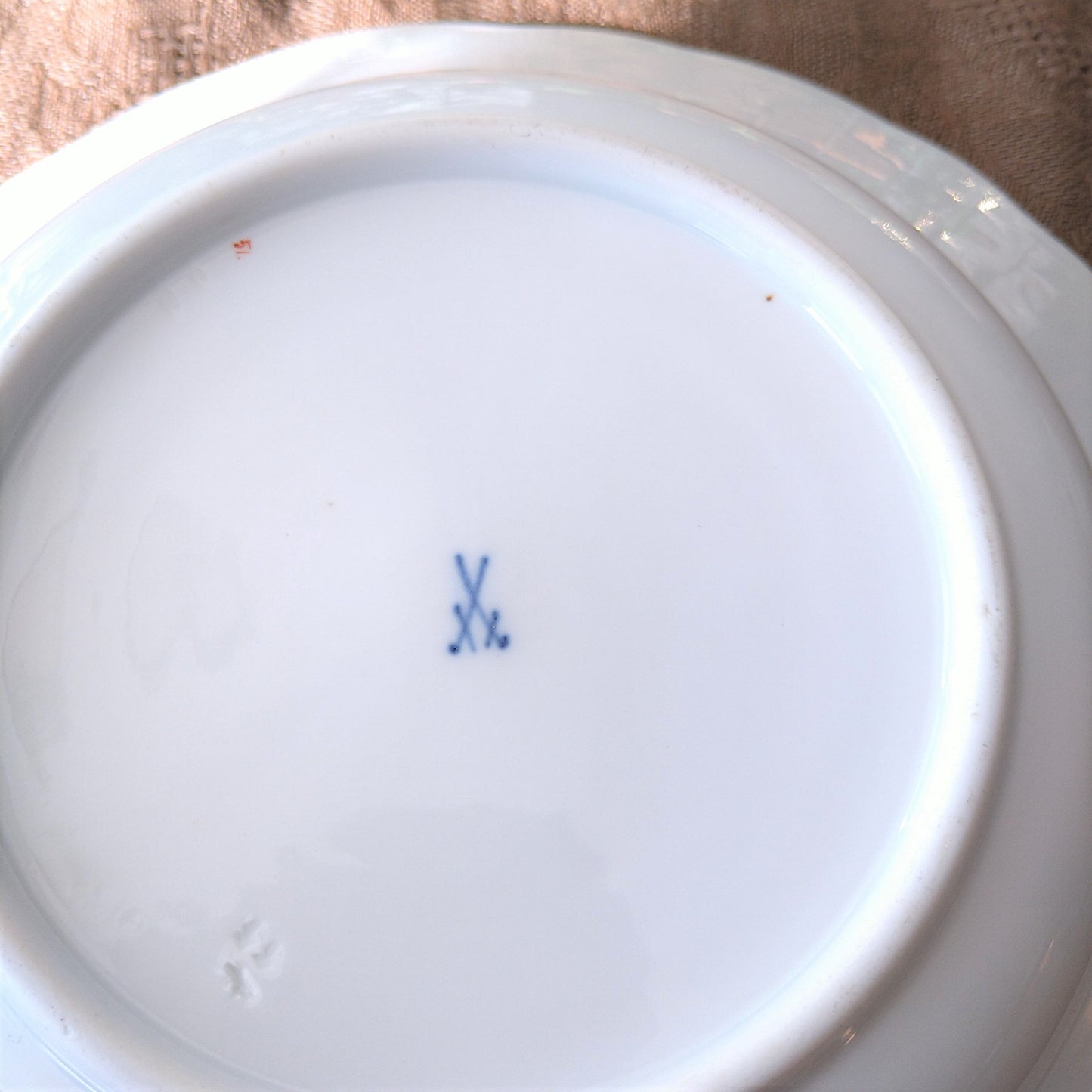 1860～1924年Meissen花と昆虫の絵のスープ深皿23.5㎝ピンクのバラ/Soup plate 23,5cmD