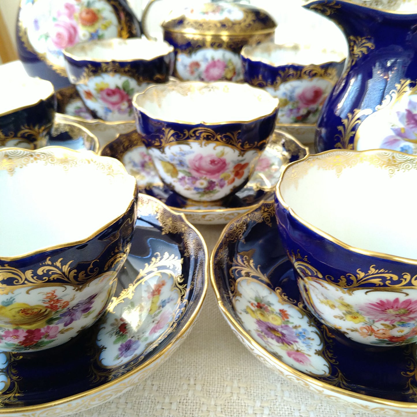 Meissen コバルトドイツフラワー6人用コーヒーサービス/Cobalt Coffee set for six person