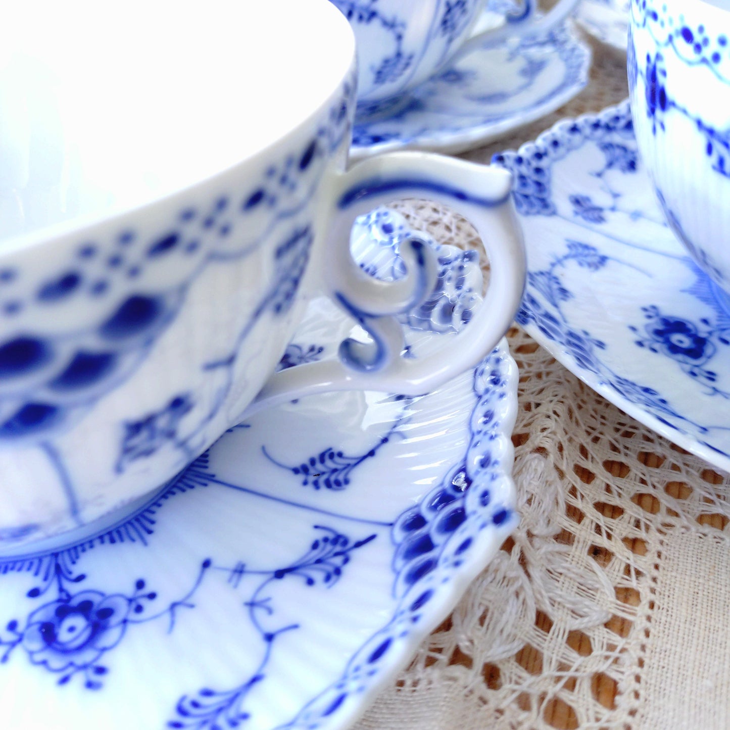 1950～1970年代RoyalCopenhagenフルレースのモーニングカップソーサー大きいです/Full Lace, Morning cup and saucer