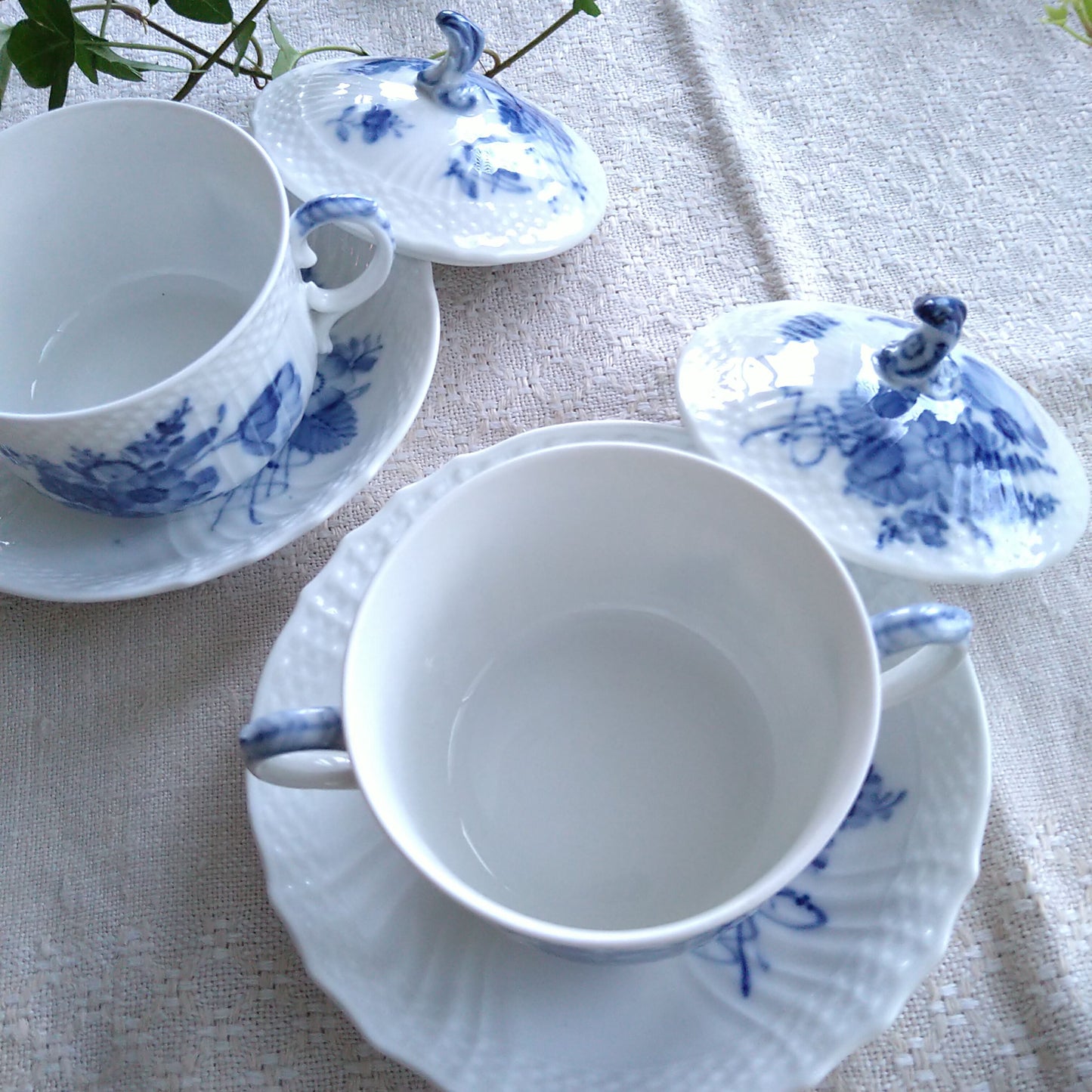 1960年代のRoyalCopenhagenブルーフラワーカーブのブイヨンカップソーサー/Blue Flower Curve Bouillon Cup and saucer