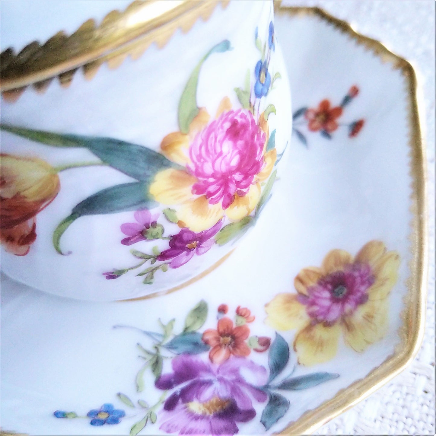 1870～1922年RoyalCopenhagenサクソンフラワーのカスタードカップソーサー/SaxonFlowerCremecupSaucer