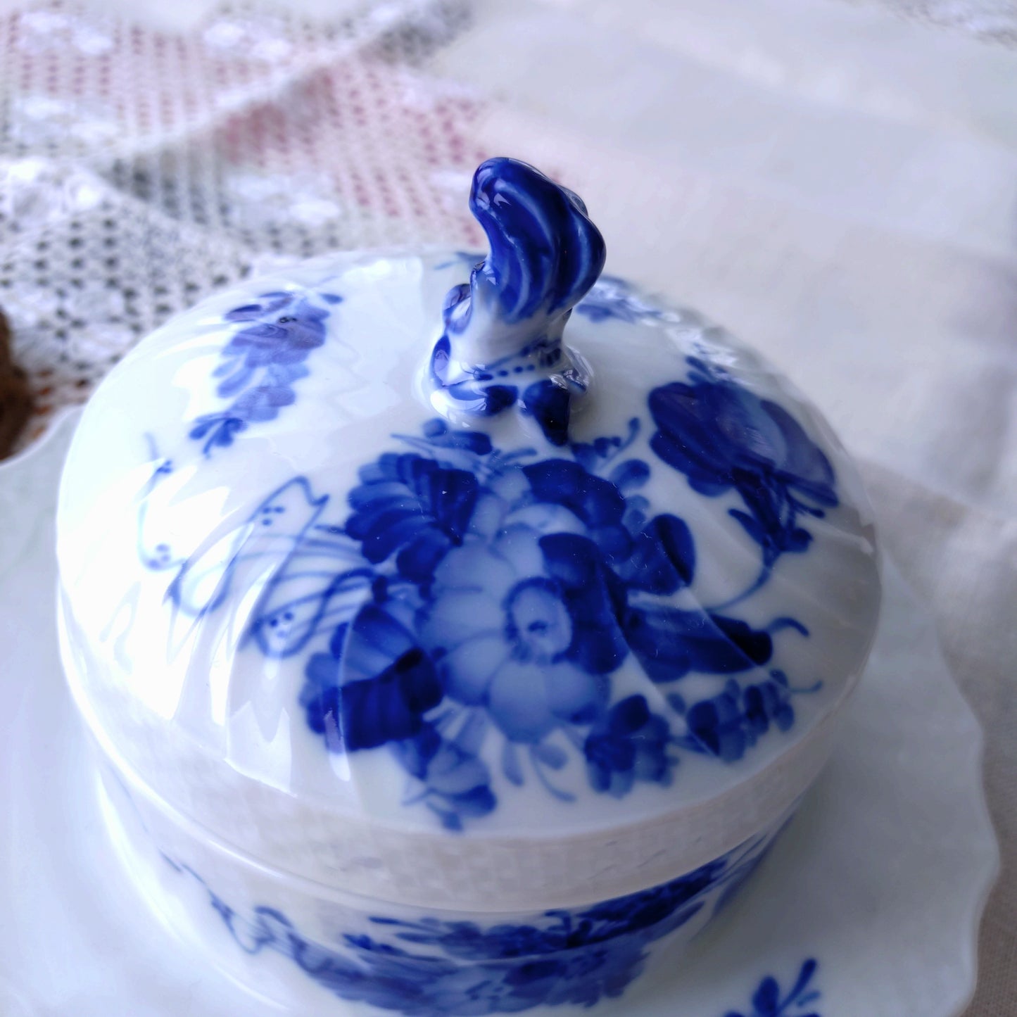 1967/1968年RoyalCopenhagenブルーフラワーカーブのバターケース/バターディッシュ直径約17.5㎝D/Butter dish