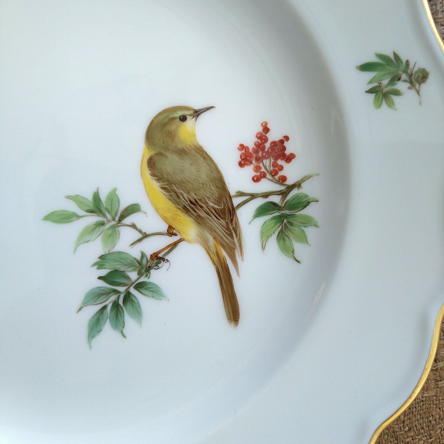 Meissenマイセン1970年以降のドイツの鳥キアオジのケーキプレート18㎝