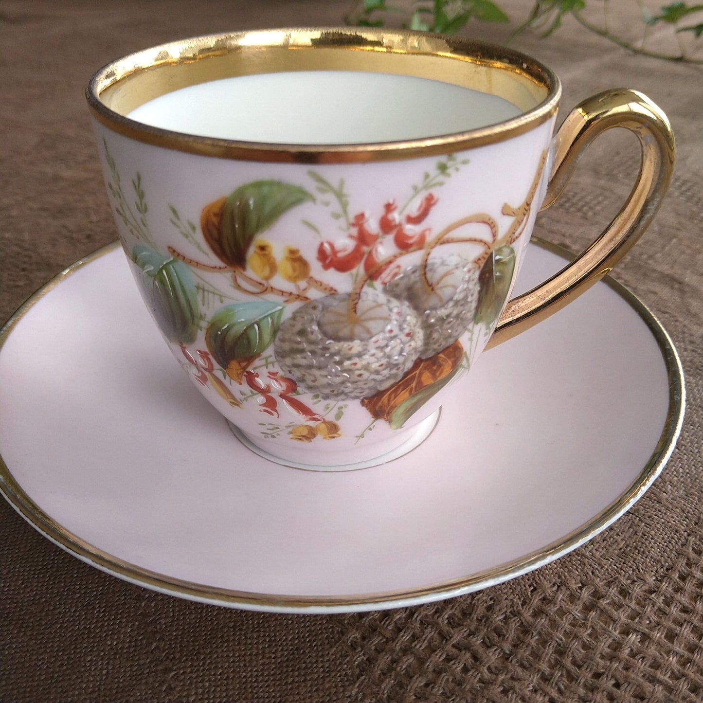 1853～1894年!Bing＆Grondahlビングオーグレンダールのアンティークのピンクのカップソーサー/AntiqueCupSaucer