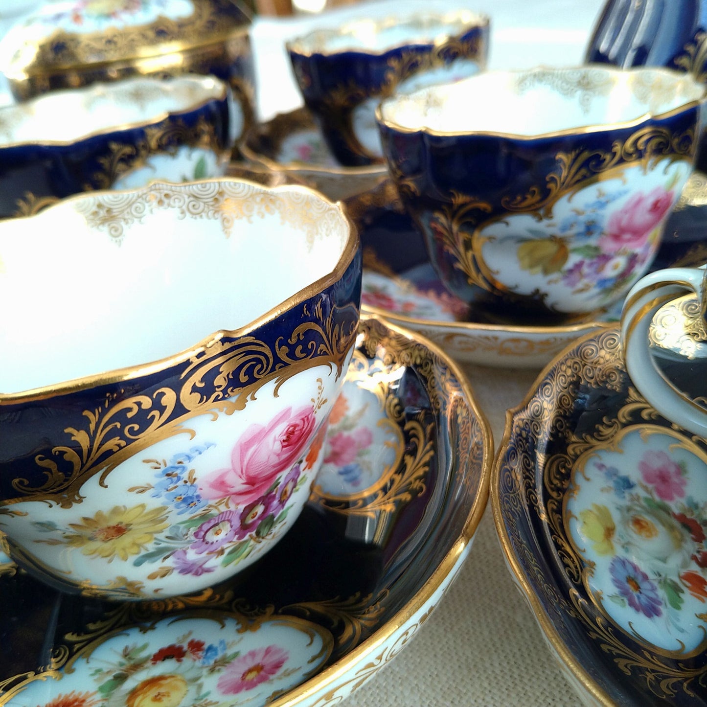 Meissen コバルトドイツフラワー6人用コーヒーサービス/Cobalt Coffee set for six person